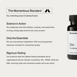 Momentous Zinc Picolinate Supplement 15mg capsules on a table
