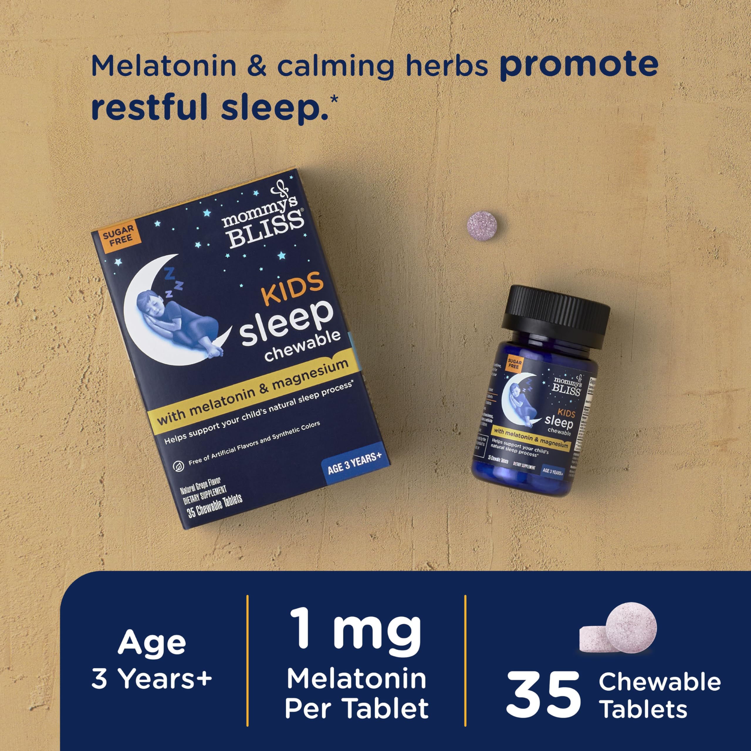 Mommy's Bliss Kids Melatonin Chewable 35 Ct packaging