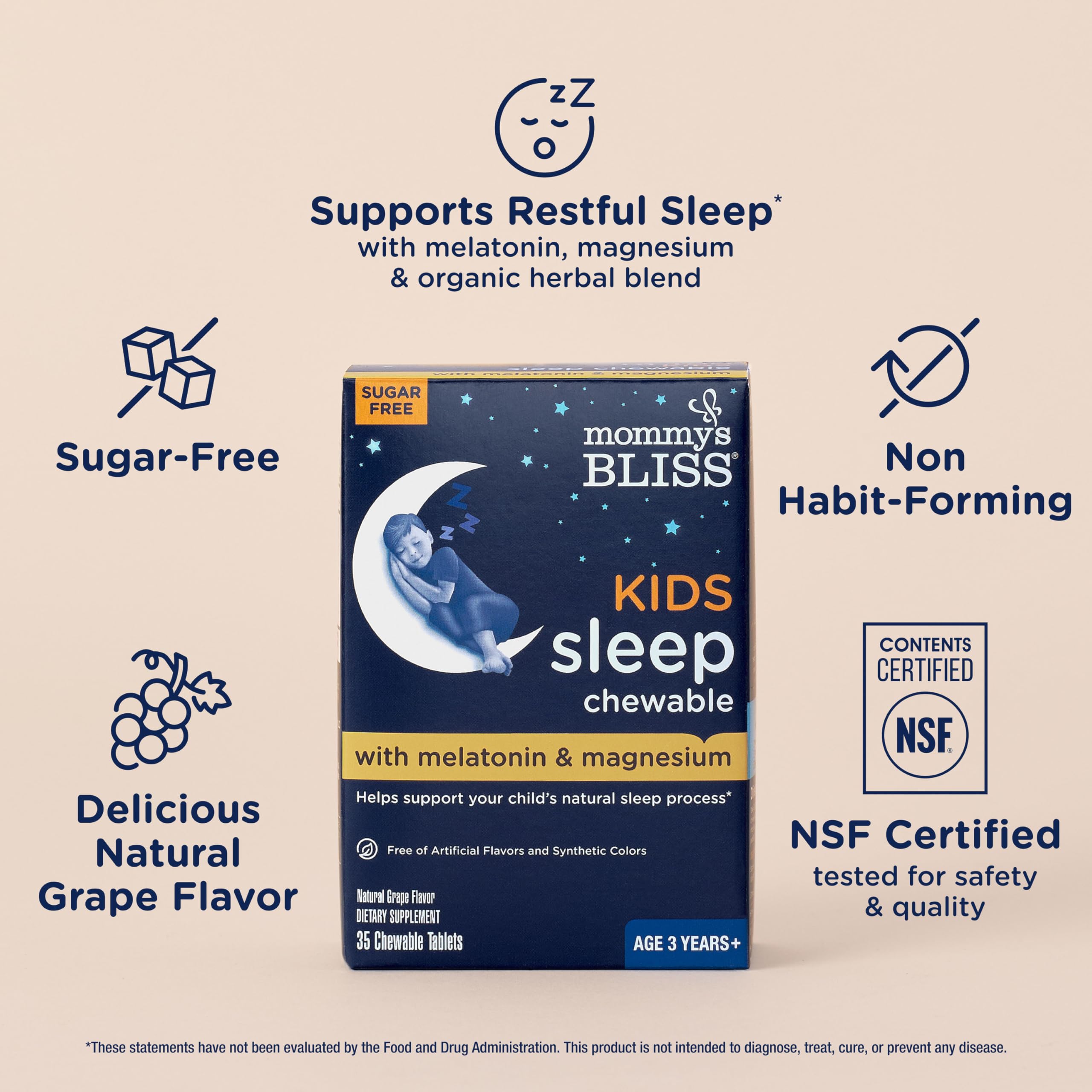 Mommy's Bliss Kids Melatonin Chewable grape flavour close-up