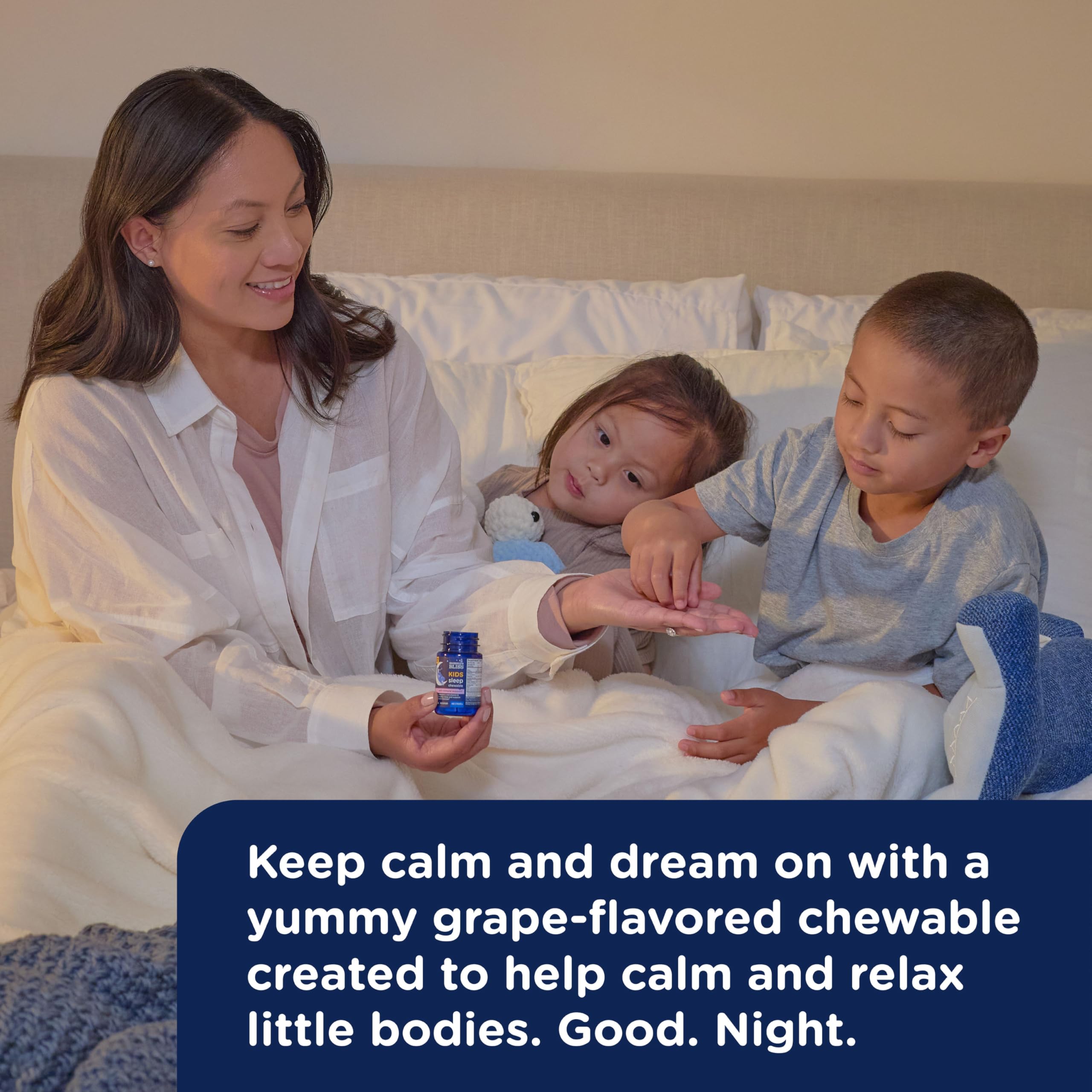 Mommy's Bliss Kids Melatonin Chewable tablets on a table