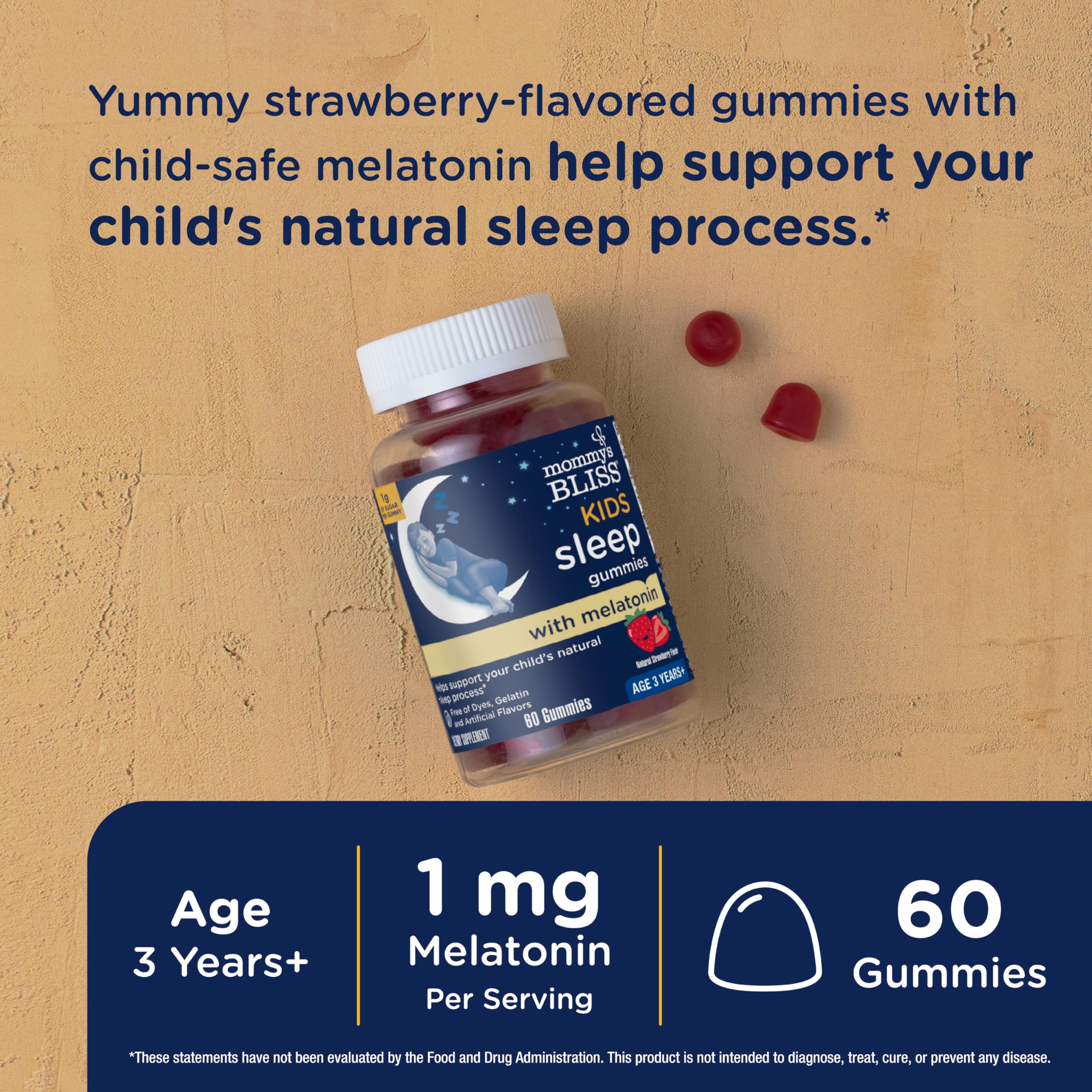 Mommy's Bliss Kids Melatonin Gummies strawberry flavour gummies