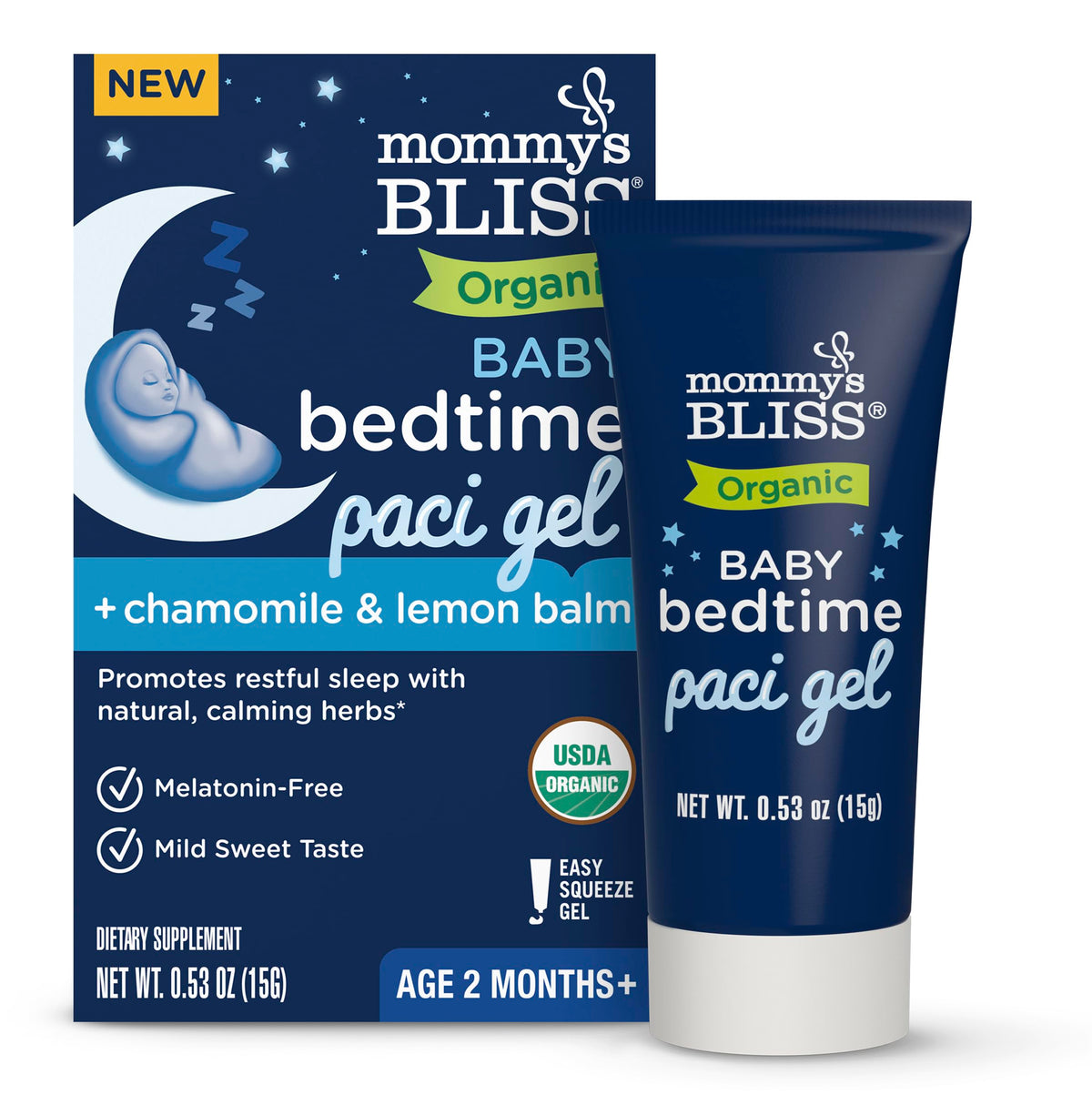 Mommy's Bliss Organic Baby Bedtime Paci Gel 0.53 Oz front view