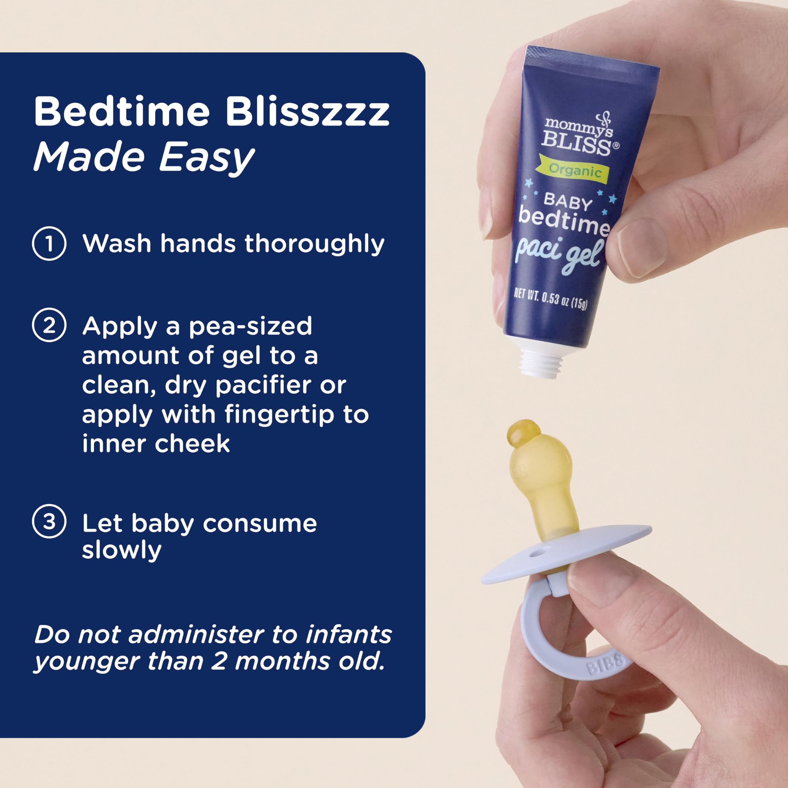 Mommy's Bliss Organic Baby Bedtime Paci Gel application on pacifier