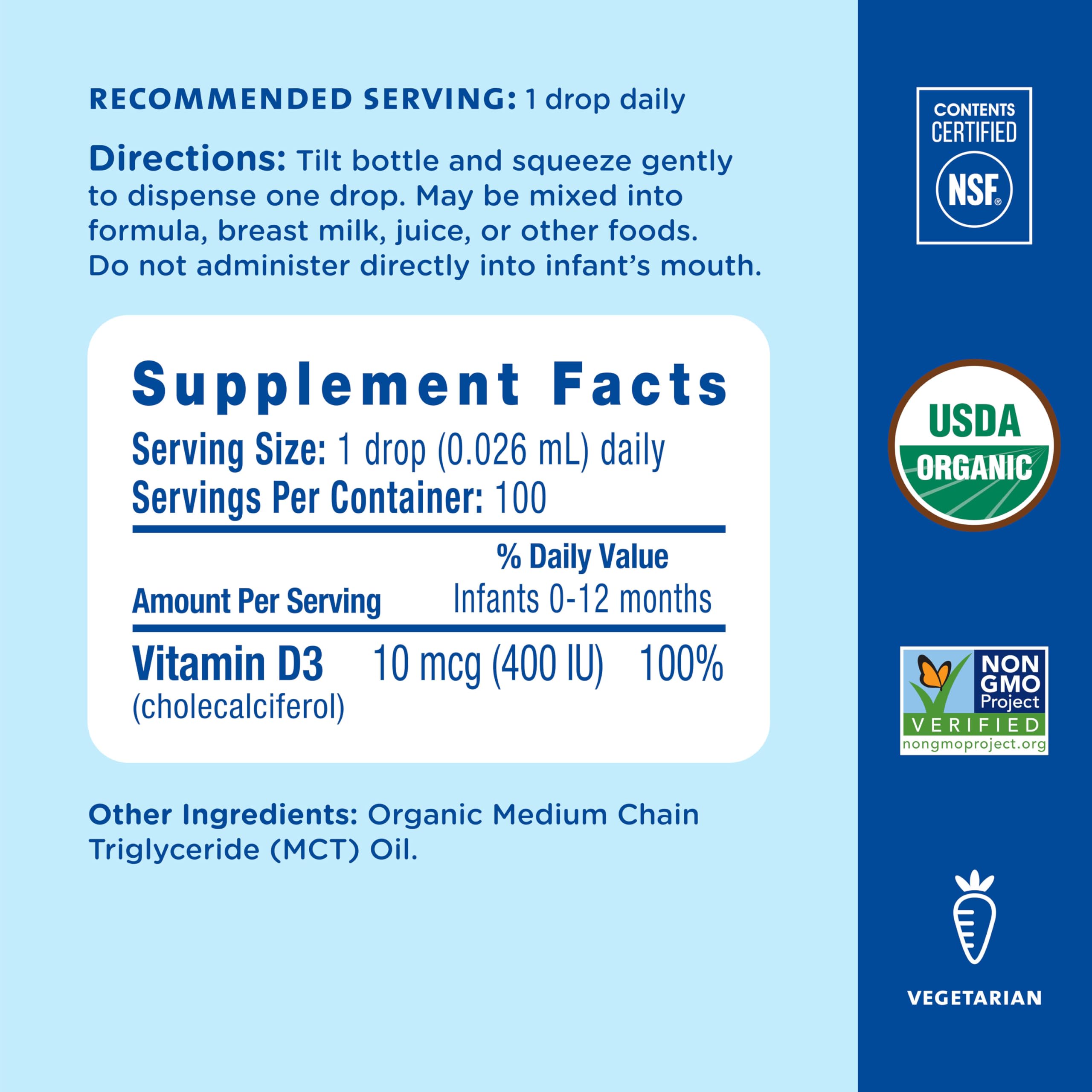 Mommy's Bliss Organic Vitamin D Drops bottle side view