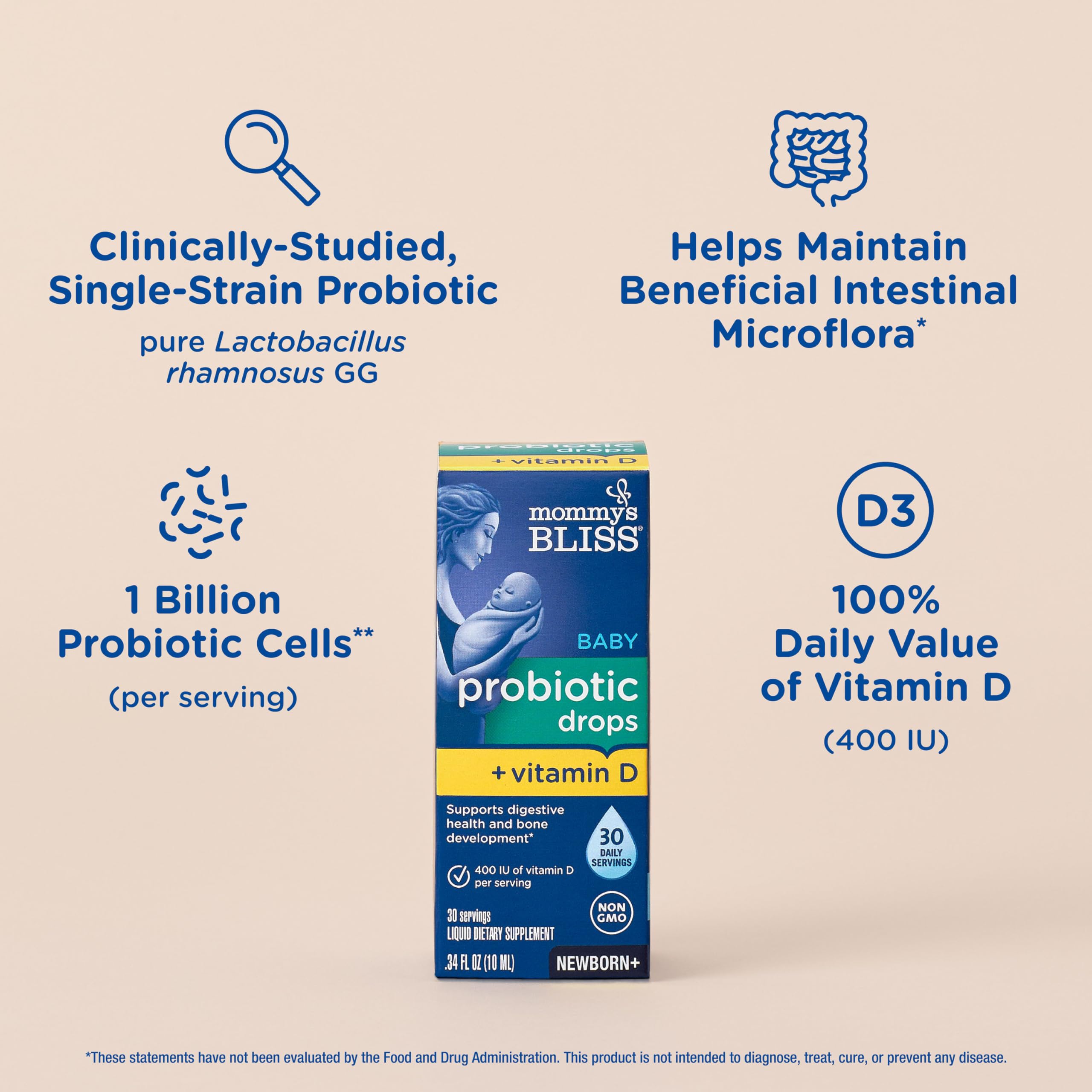 Mommy's Bliss Probiotic Drops packaging side view
