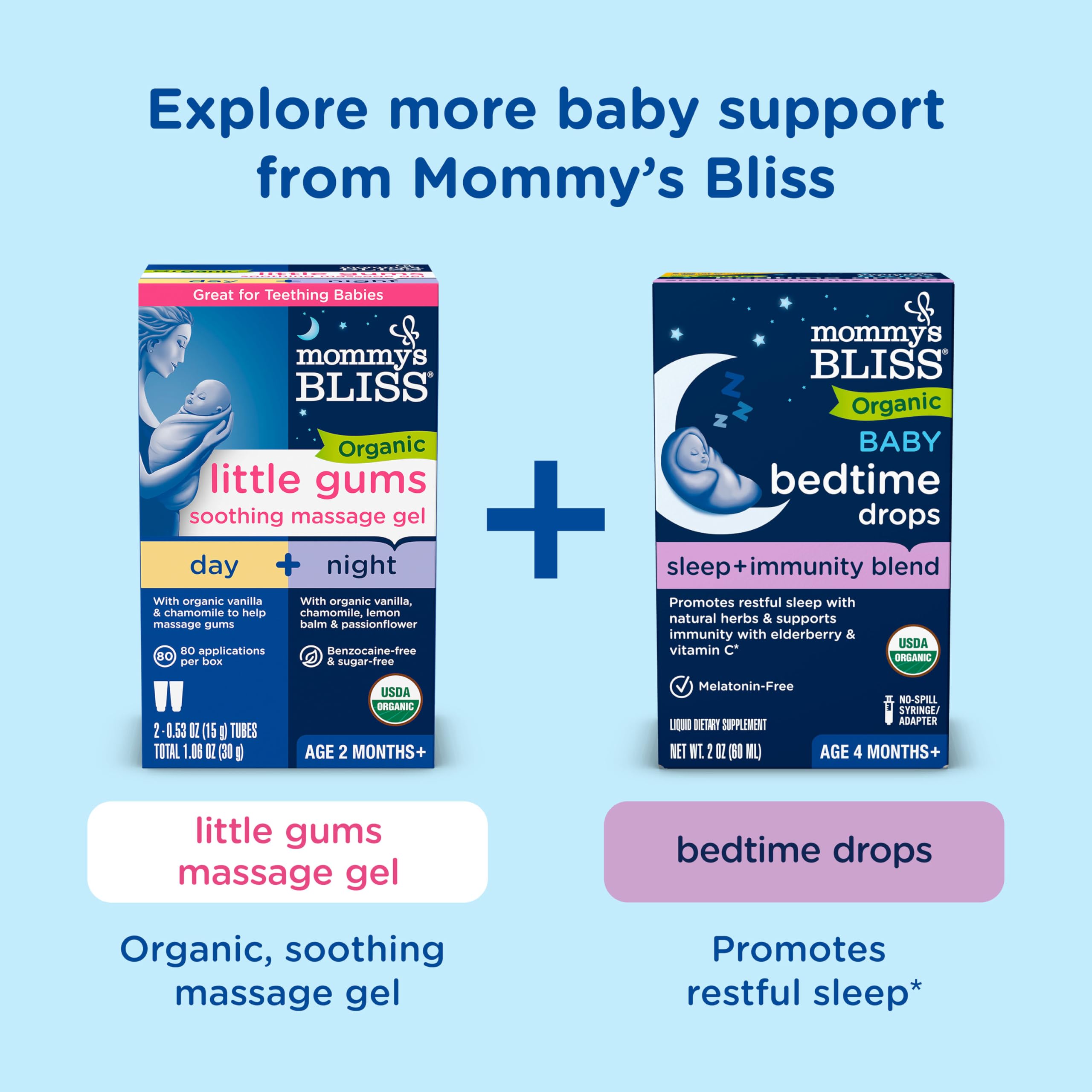 Mommy's Bliss Probiotic Drops + Vitamin D for Infants with a baby bottle