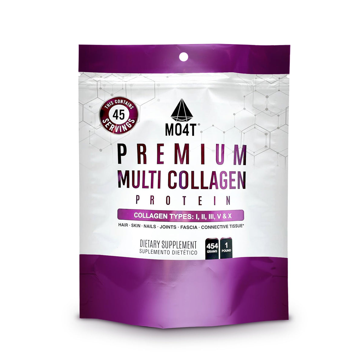 MOMOF4TRANSFORM Collagen Powder Supplement 454g front view