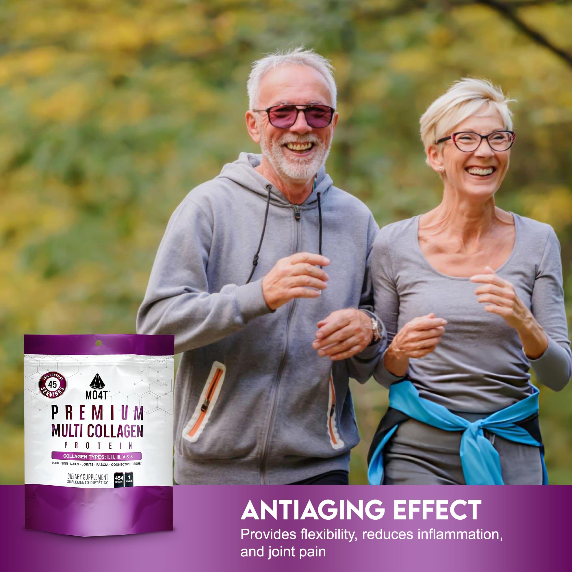 MOMOF4TRANSFORM Collagen Powder Supplement in a glass of water