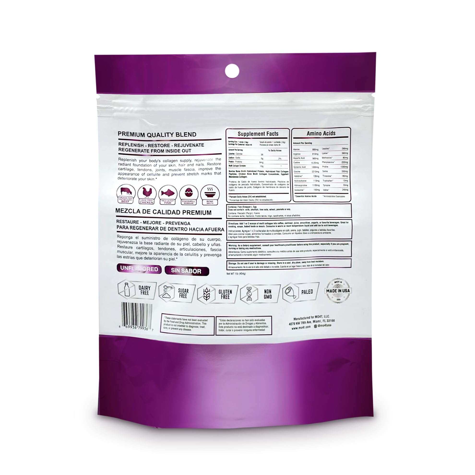 MOMOF4TRANSFORM Collagen Powder Supplement packaging side view