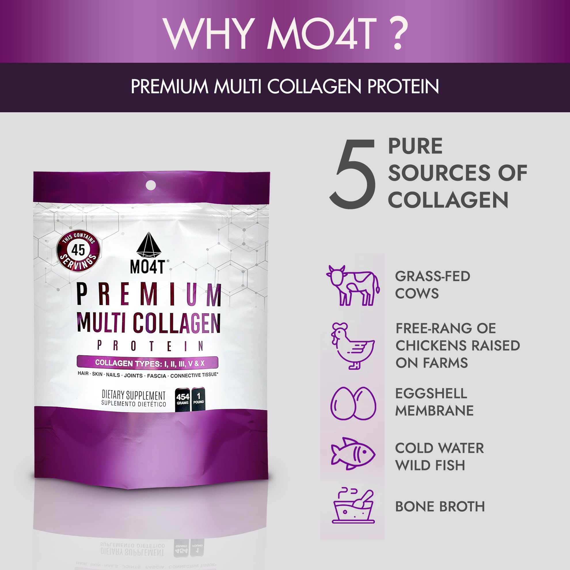MOMOF4TRANSFORM Collagen Powder Supplement with measuring scoop