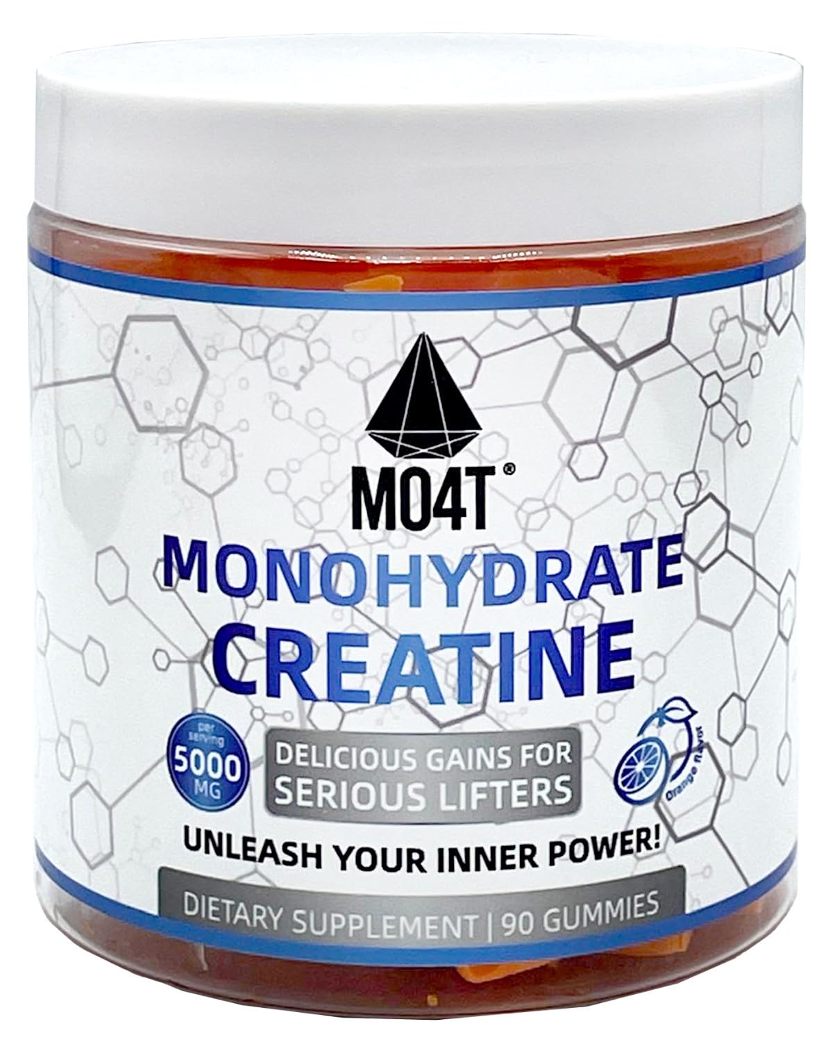 MOMOF4TRANSFORM Creatine Gummies 5g orange flavour front view