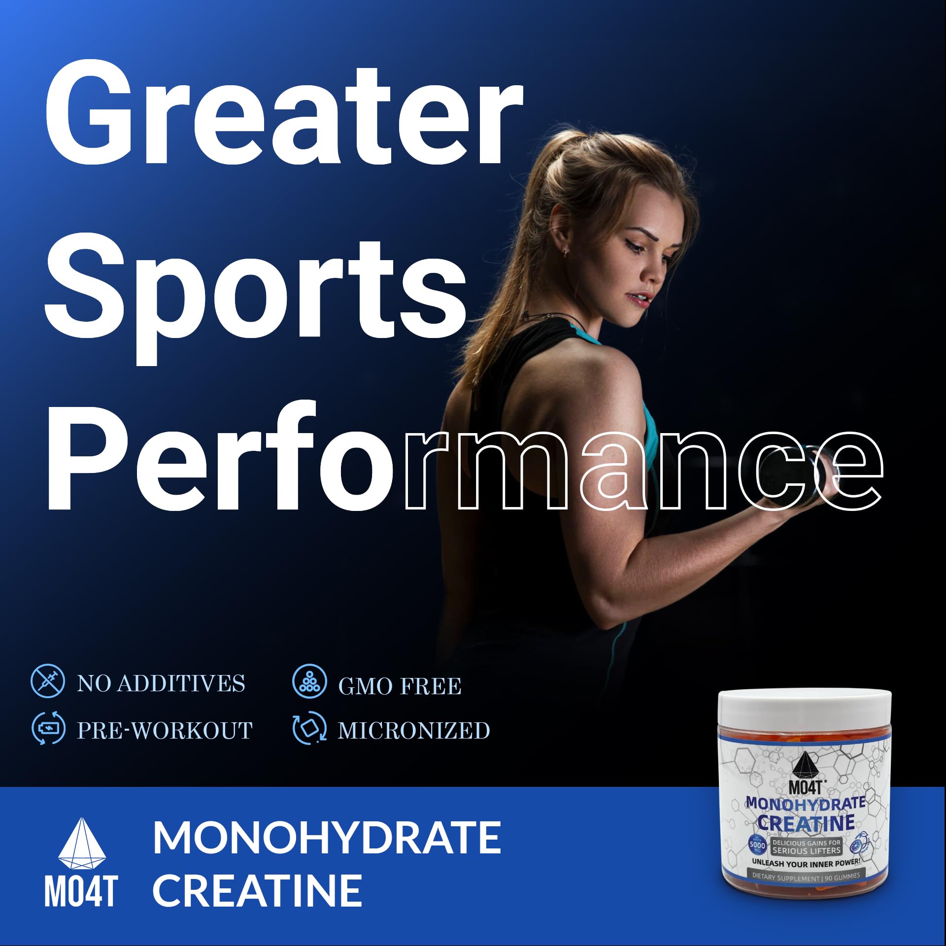 MOMOF4TRANSFORM Creatine Gummies 5g orange flavour on a table