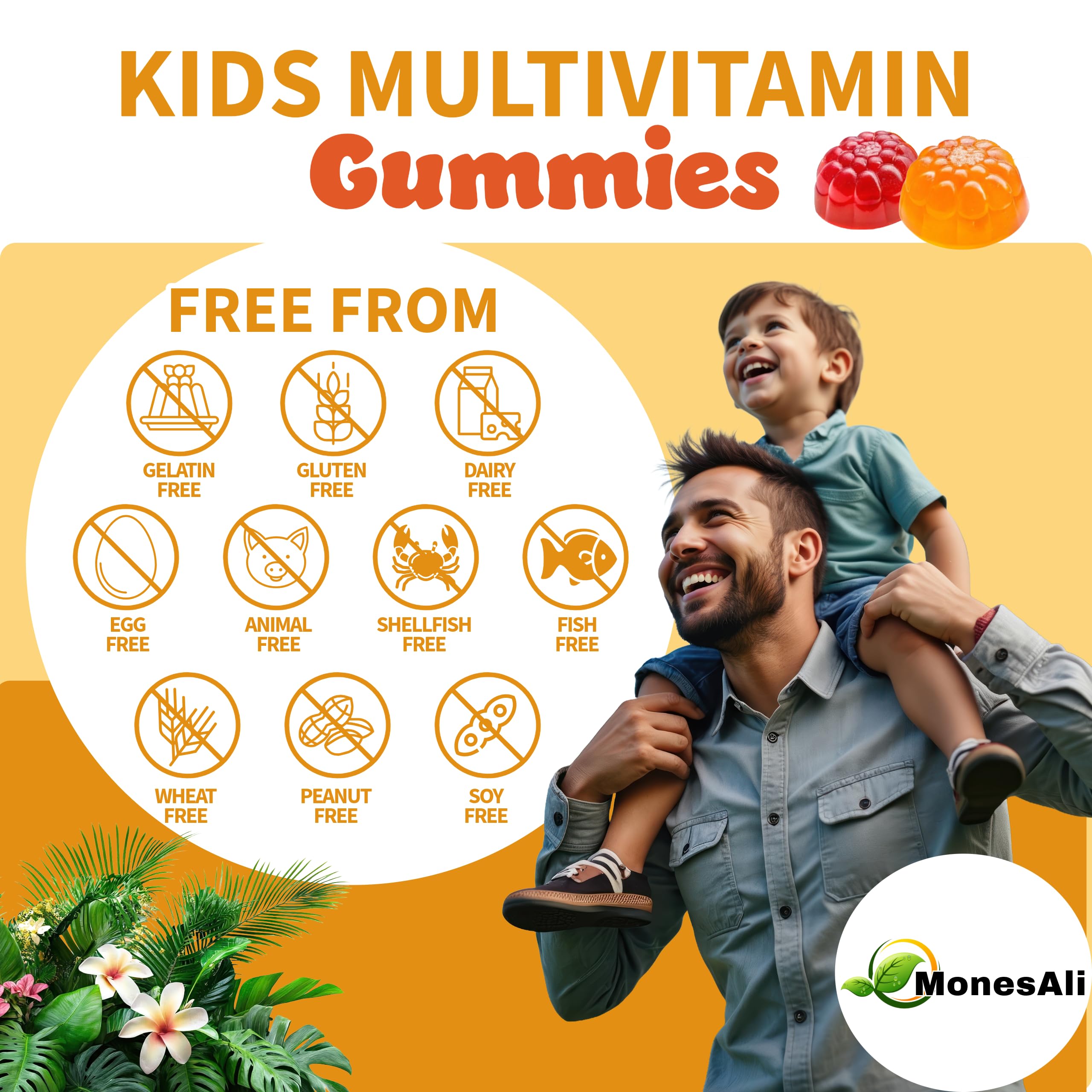 MonesAli Multivitamin Gummies lifestyle shot on a kitchen table