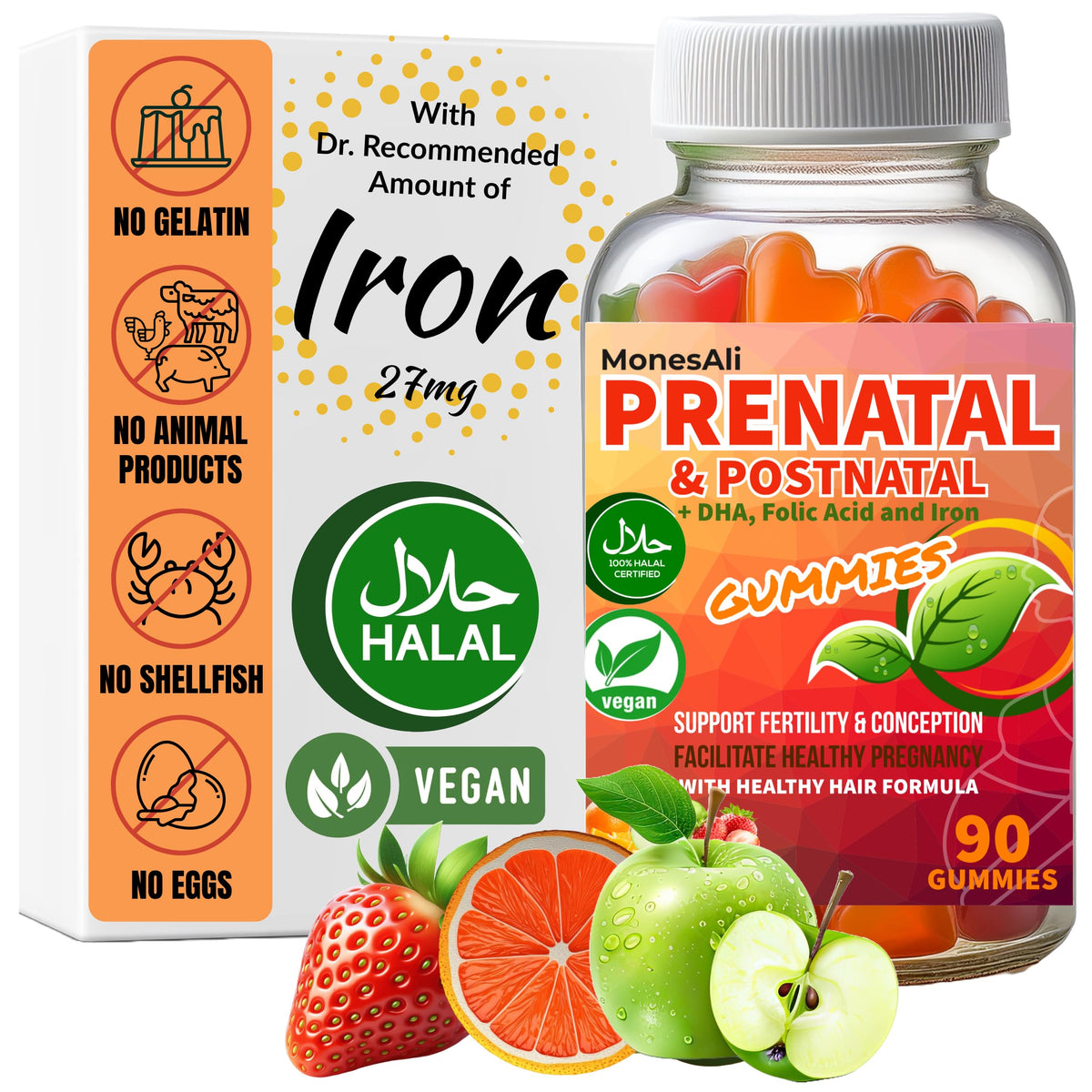 MonesAli Prenatal Gummies 90 Count bottle front view