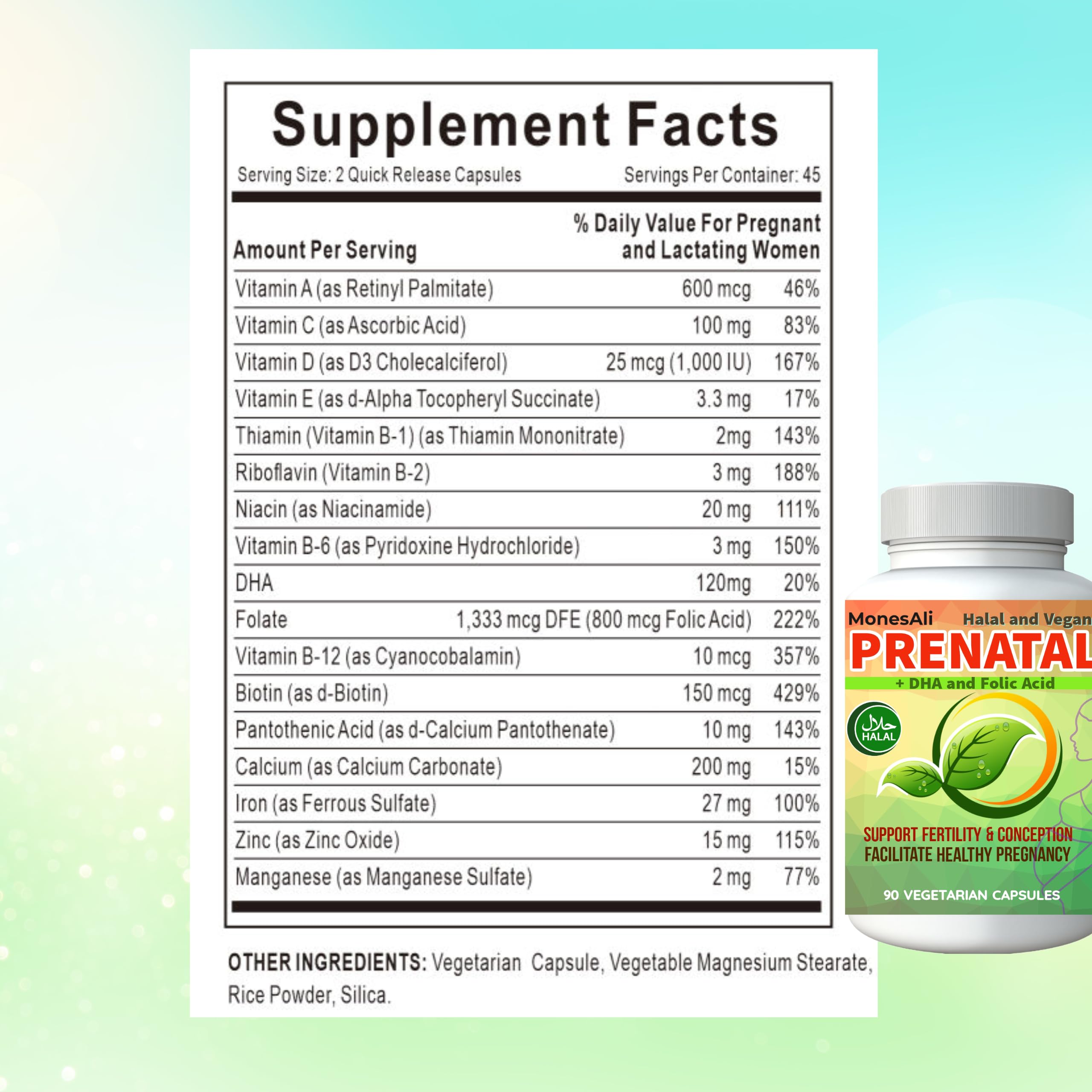 MonesAli Prenatal Vitamins bottle with safety seal