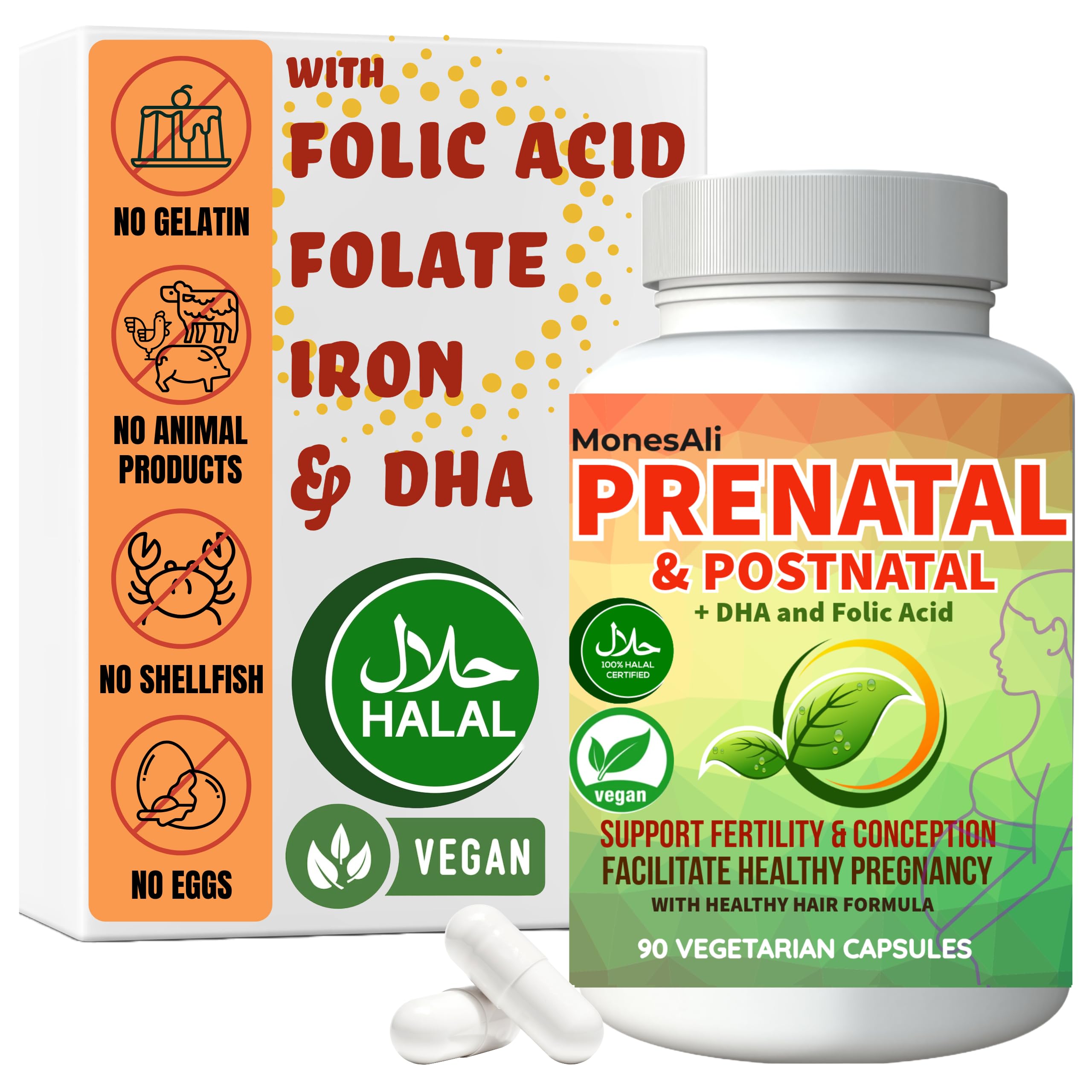 MonesAli Prenatal Vitamins for Women 90 capsules front view