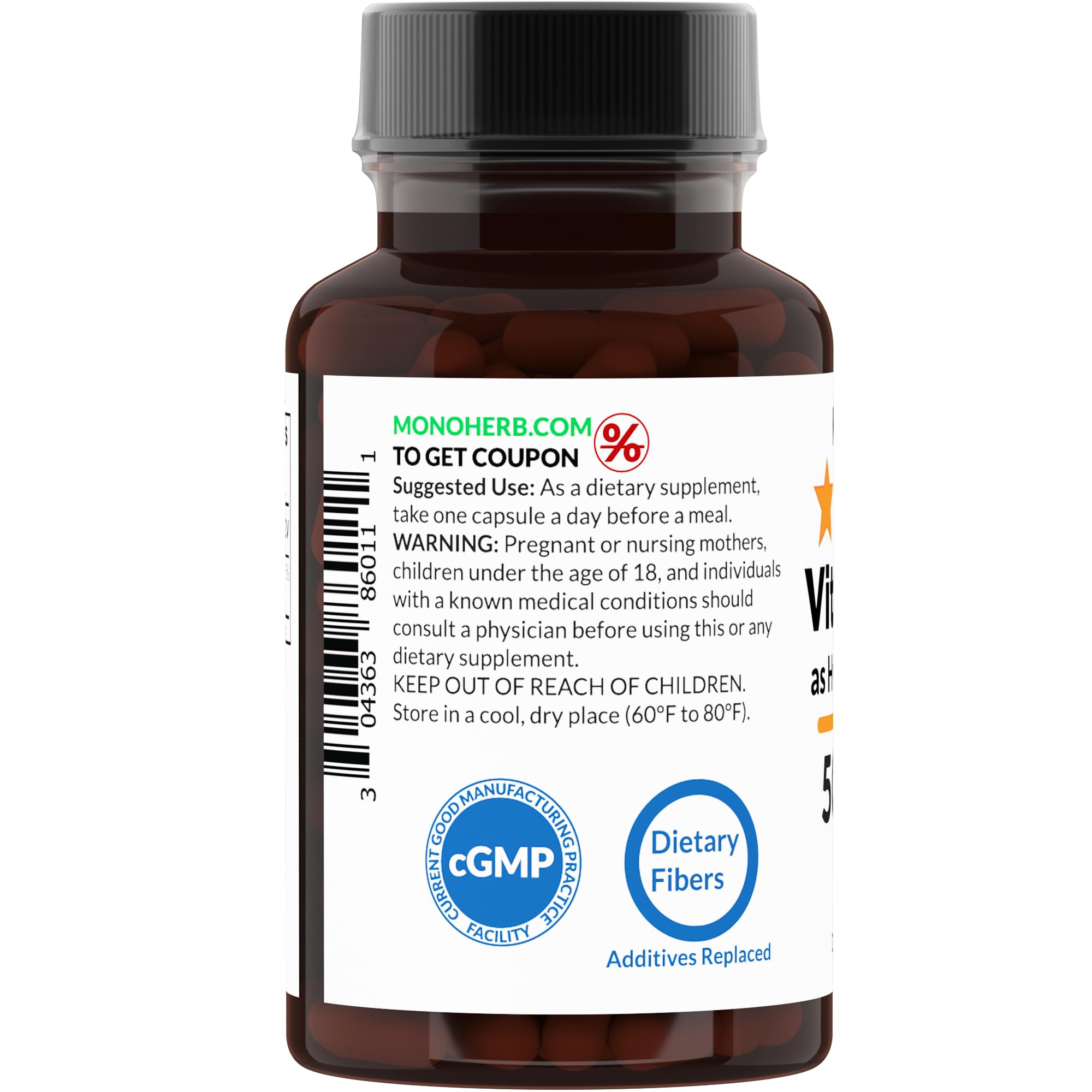 MONOHERB Hydroxo B12 packaging with 90 servings label