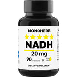MONOHERB NADH Capsules bottle front view with 90 vegan capsules