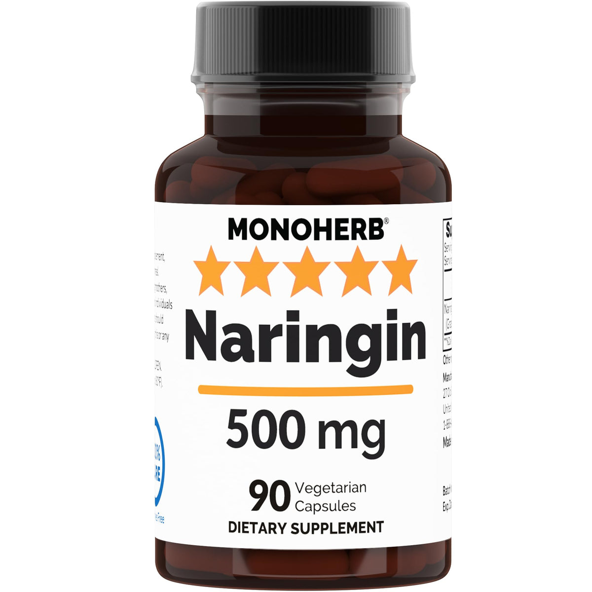 MONOHERB Naringin 500 mg Veg Capsules front view