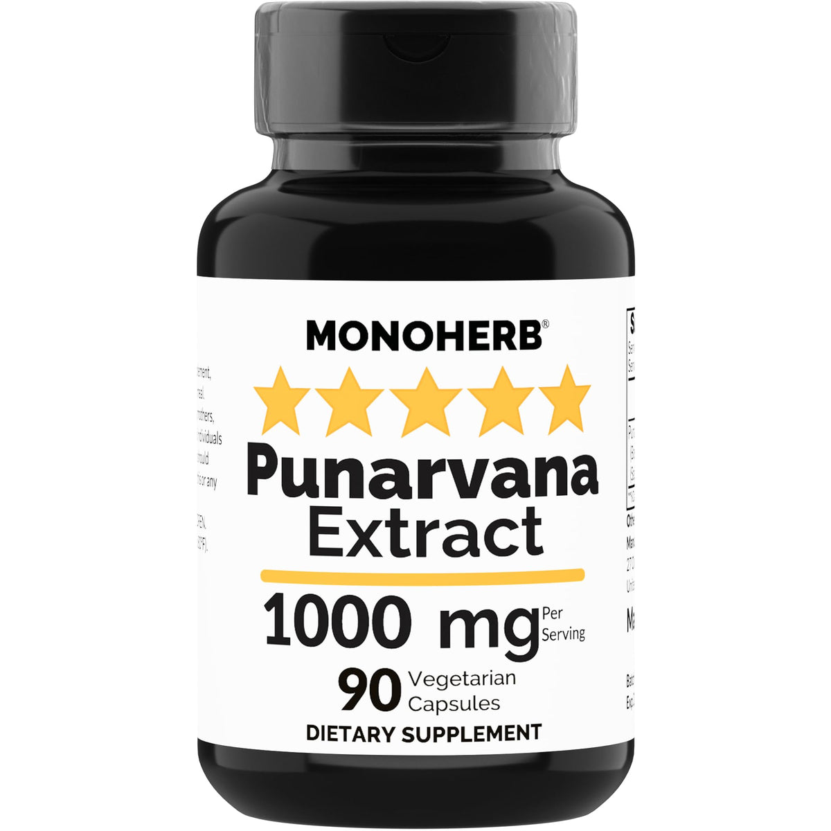MONOHERB Punarnava Extract 1000mg vegan capsules front view