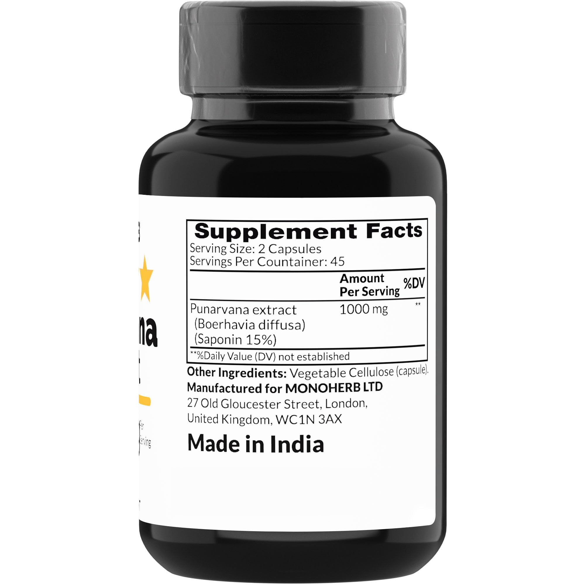 MONOHERB Punarnava Extract 90 capsules side view