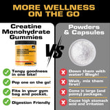 Mood Mingle Creatine Monohydrate Gummies displayed with fitness accessories