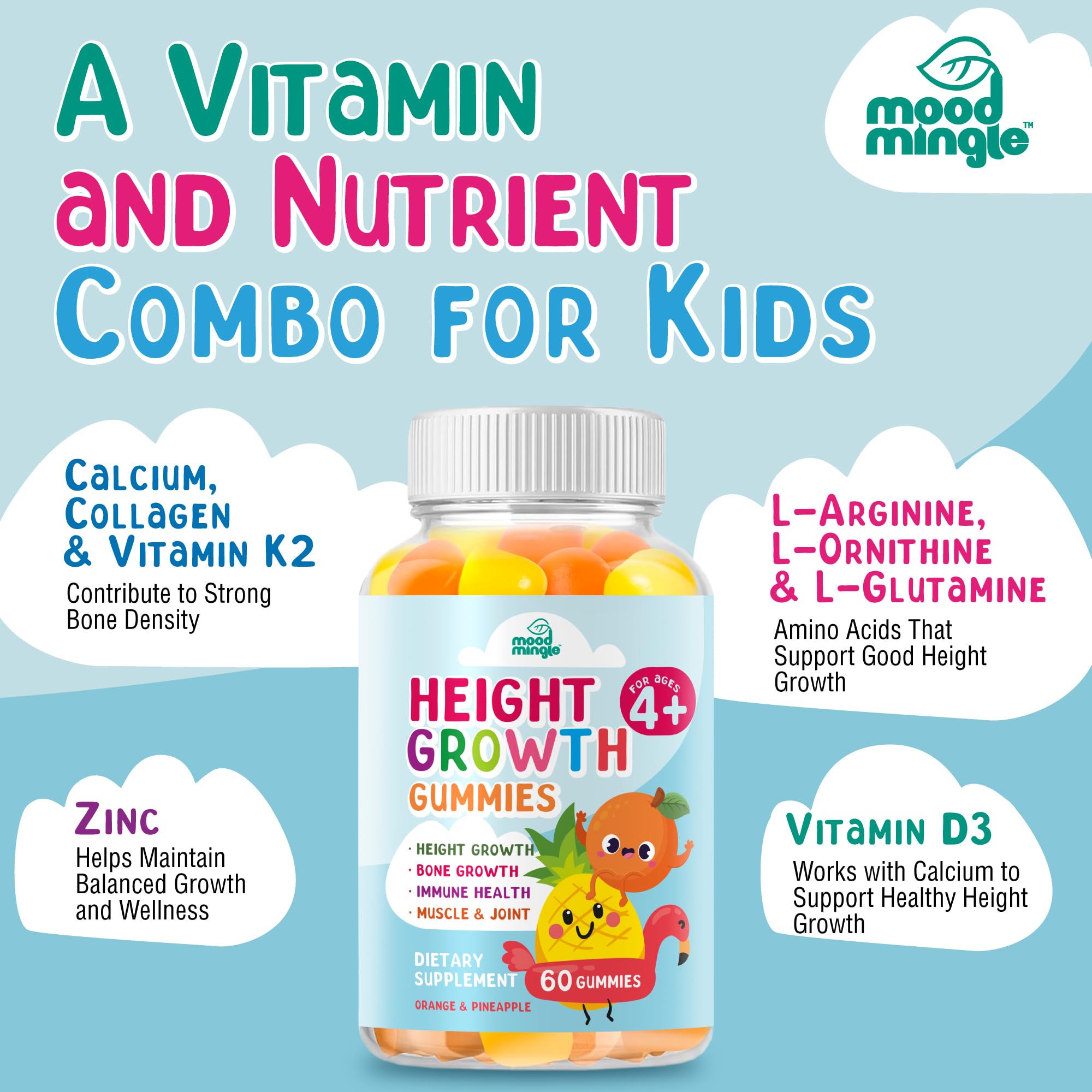 Mood Mingle Kids’ Vitamin Gummies with ingredients list on packaging
