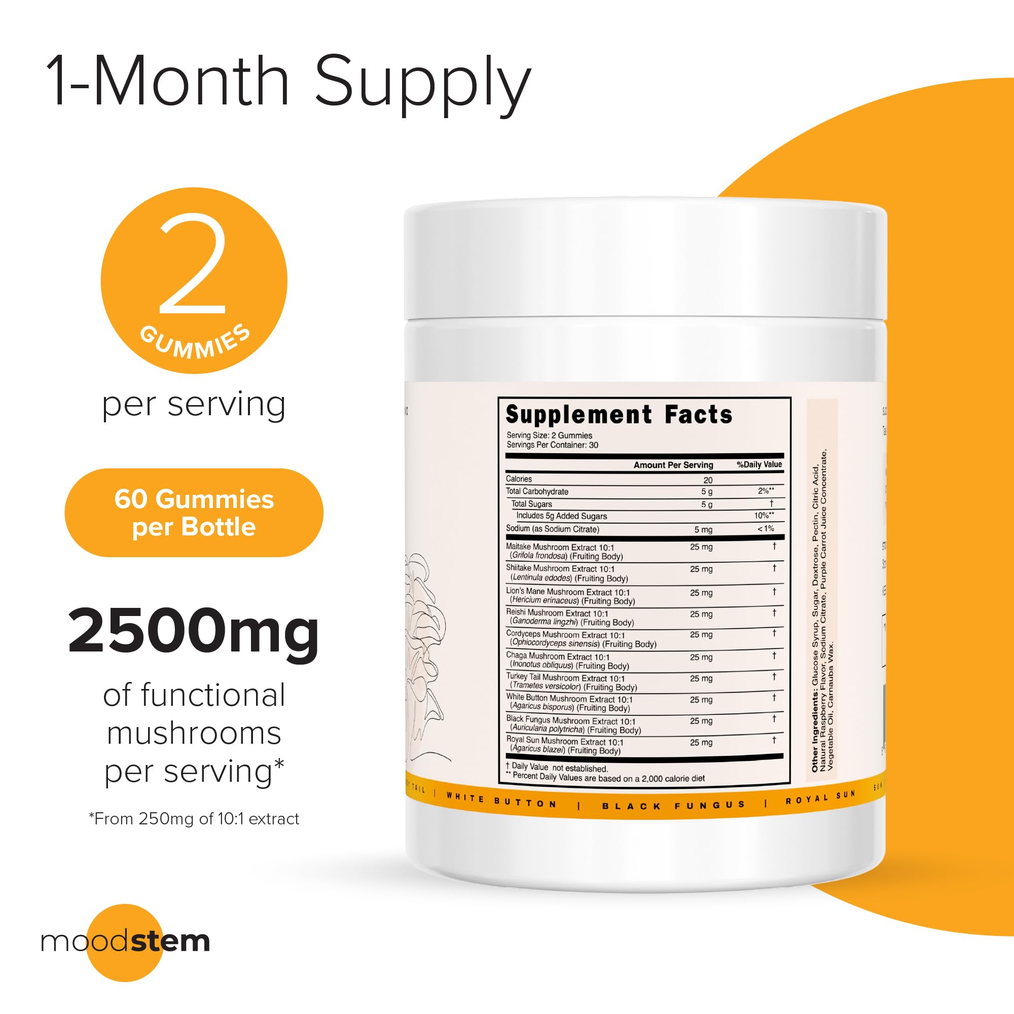 Moodstem Lion’s Mane Gummies packaging details