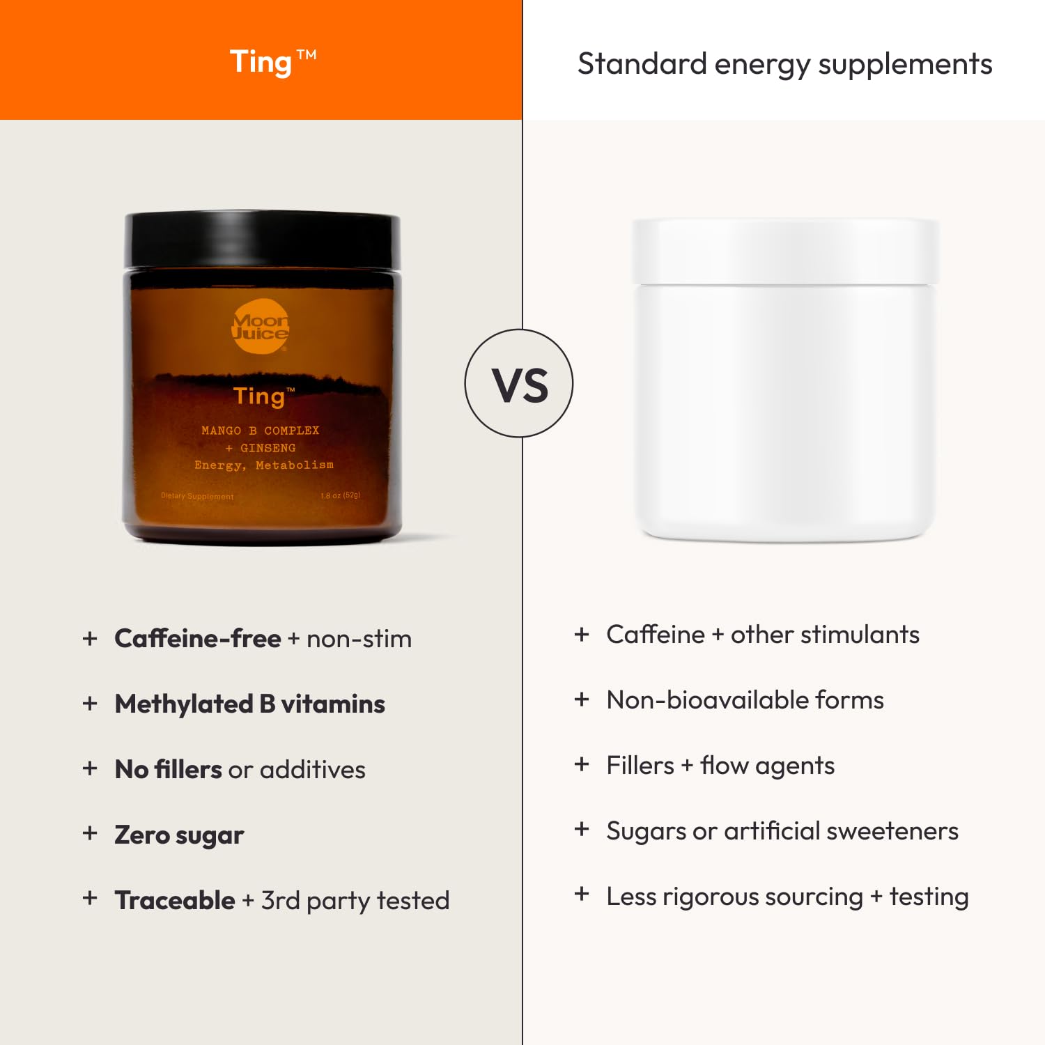 Moon Juice B-Complex Powder 48g on kitchen counter