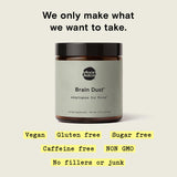 Moon Juice Brain Dust 168g powder in a teaspoon