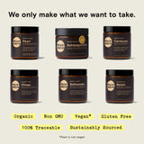 Moon Juice Organic Ashwagandha Powder in a bowl with chocolate and coffee