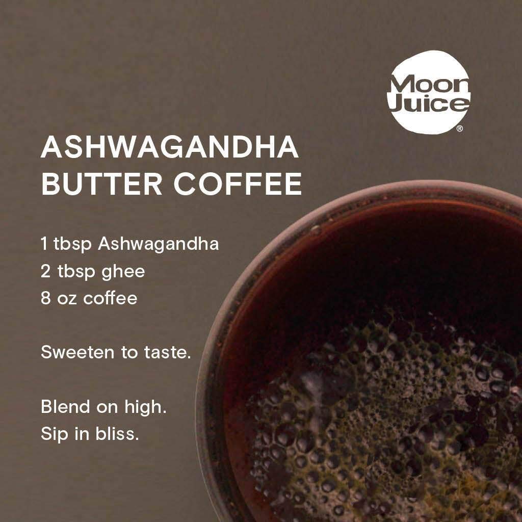 Moon Juice Organic Ashwagandha Powder scoop showing powder texture