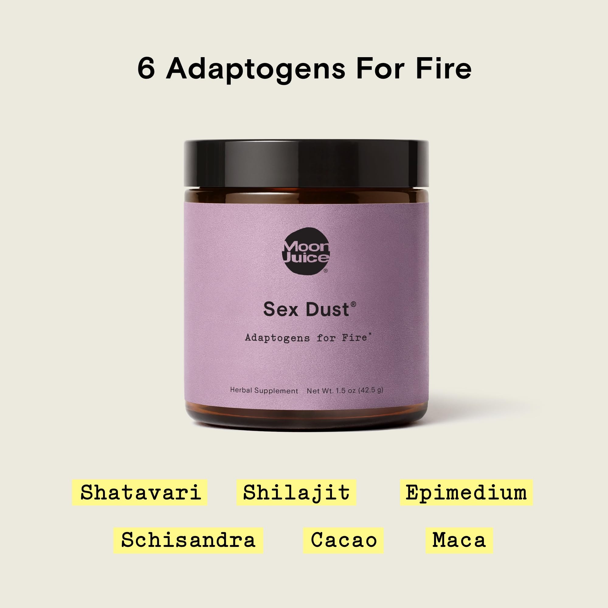 Moon Juice Sex Dust 43g ingredients list on packaging