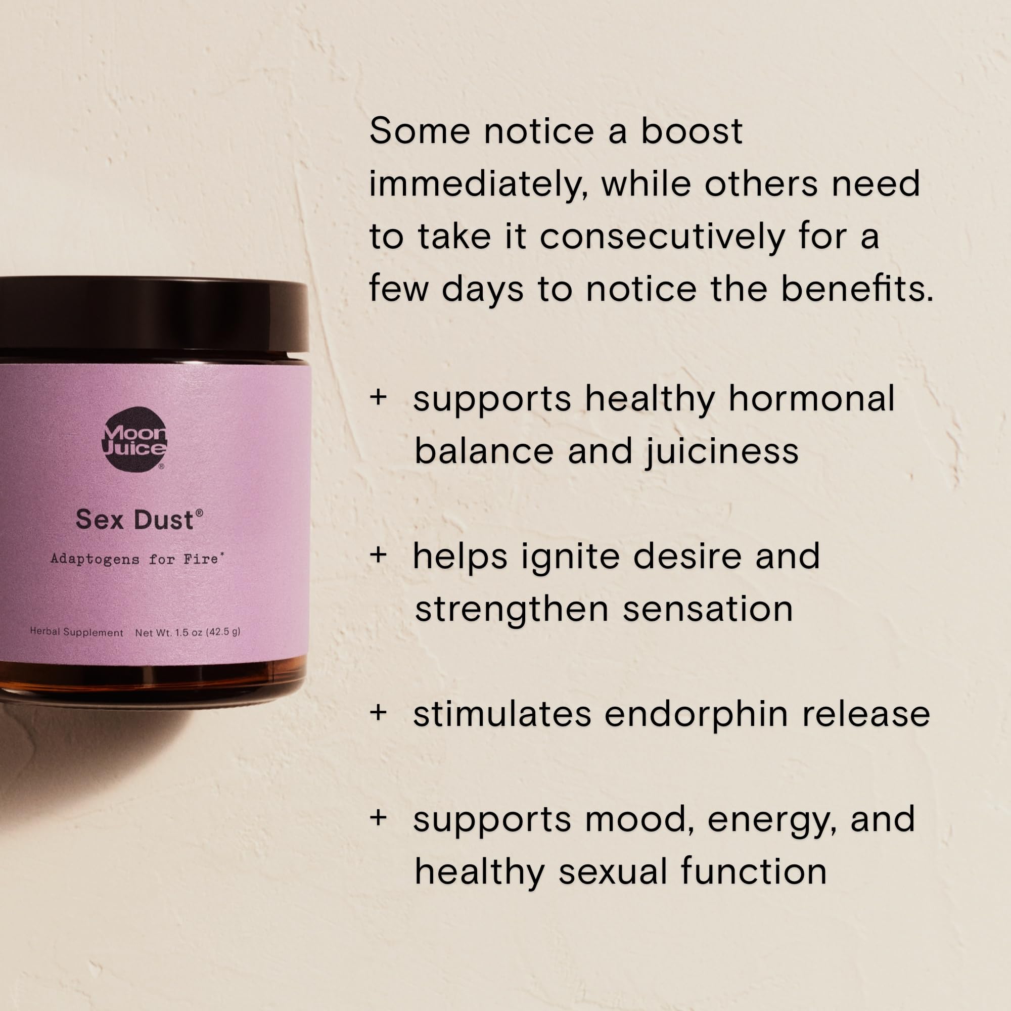 Moon Juice Sex Dust 43g product on a kitchen counter