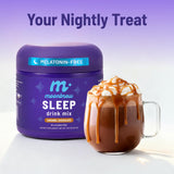 MoonBrew Caramel Chocolate Sleep Aid powder in a glass