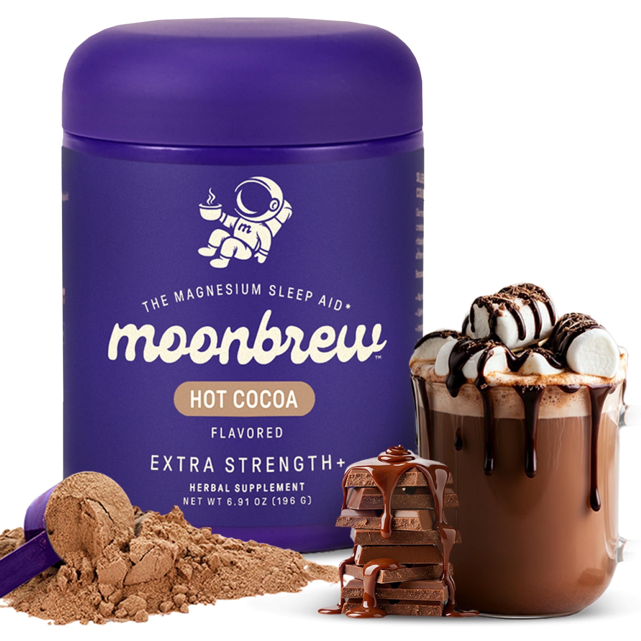 MoonBrew Magnesium Hot Cocoa Extra-Strength jar front view