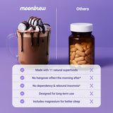 MoonBrew Magnesium Hot Cocoa jar with a spoonful of powder