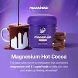 MoonBrew Magnesium Hot Cocoa powder in a scoop next to the jar