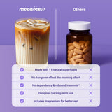 MoonBrew Magnesium Vanilla Latte jar with a cup