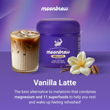 MoonBrew Magnesium Vanilla Latte powder in a scoop