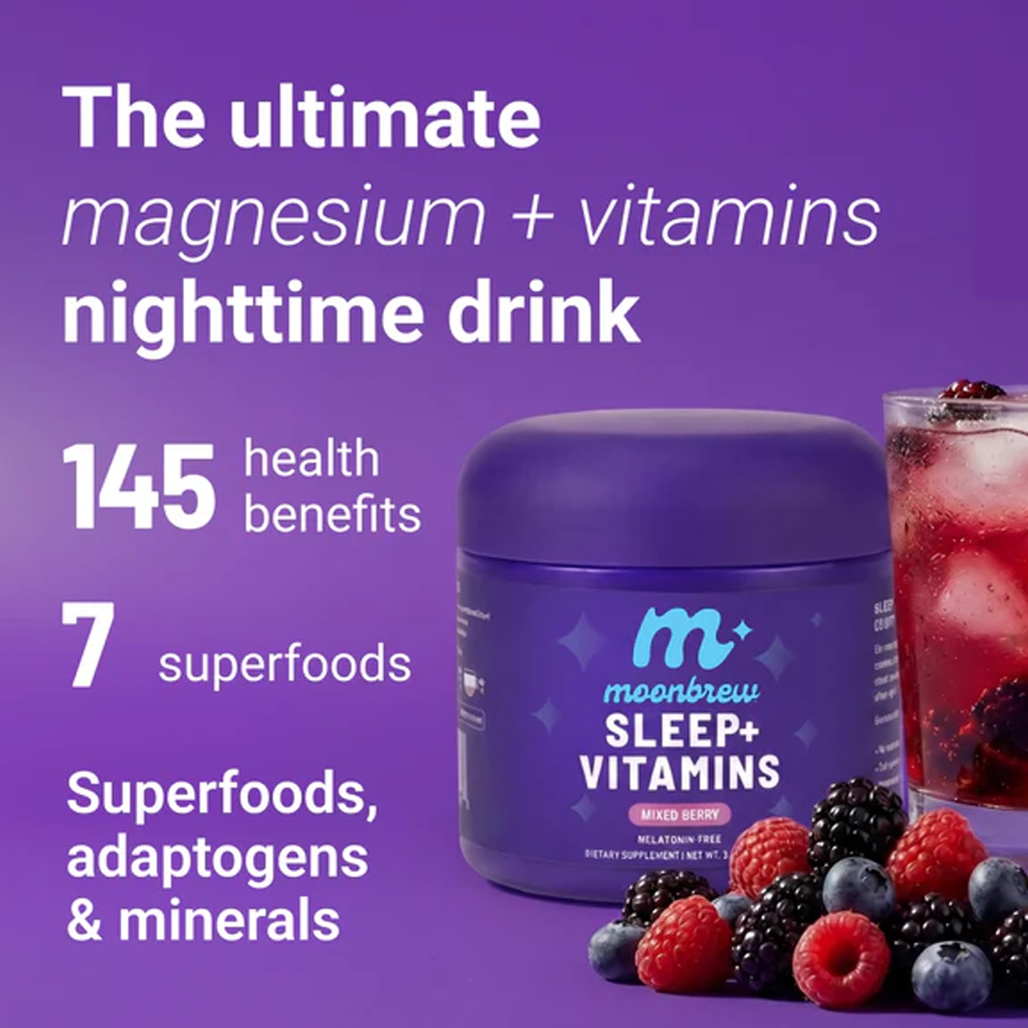 MoonBrew Mixed Berry Sleep Drink Powder nutritional information