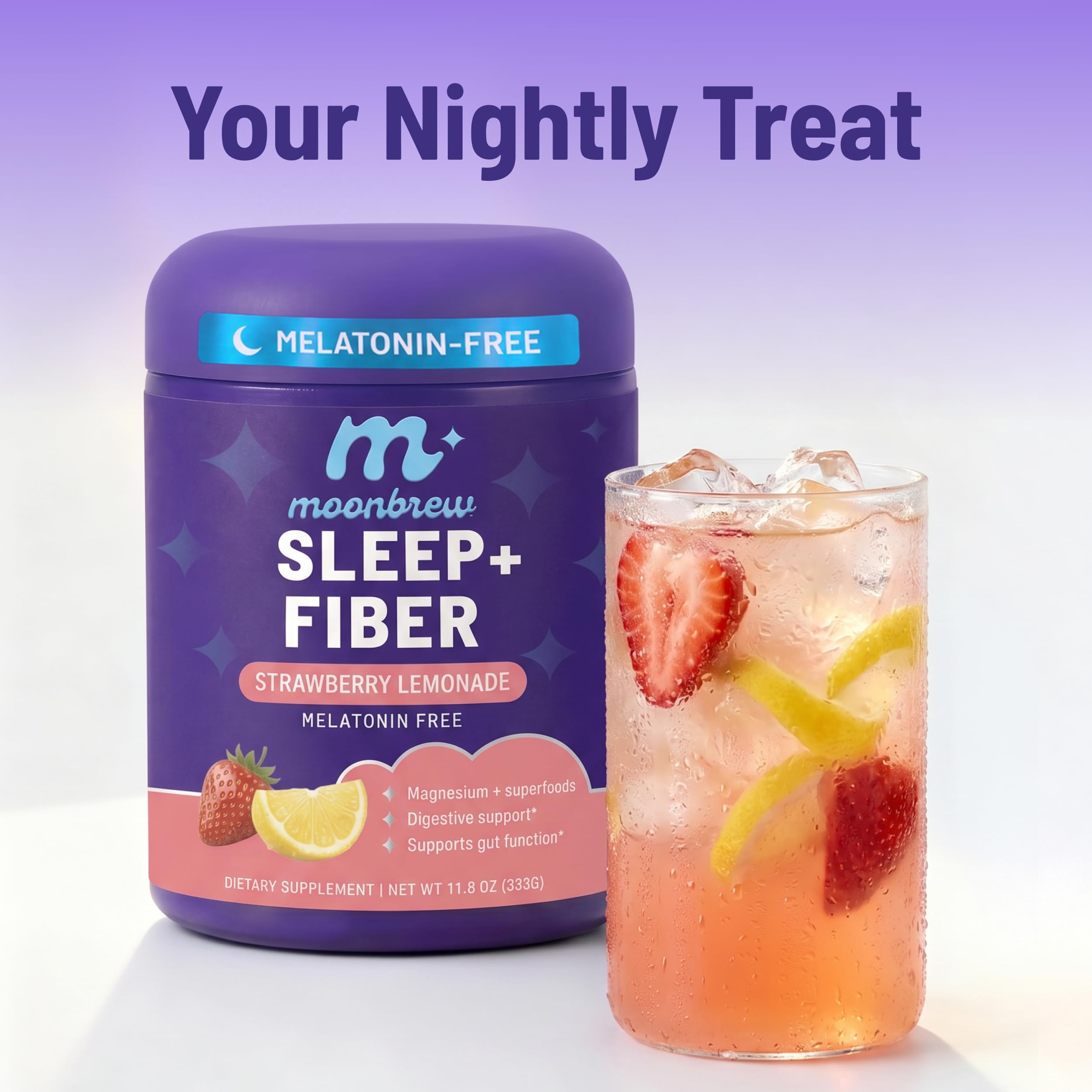 MoonBrew Strawberry Lemonade packaging with ingredients