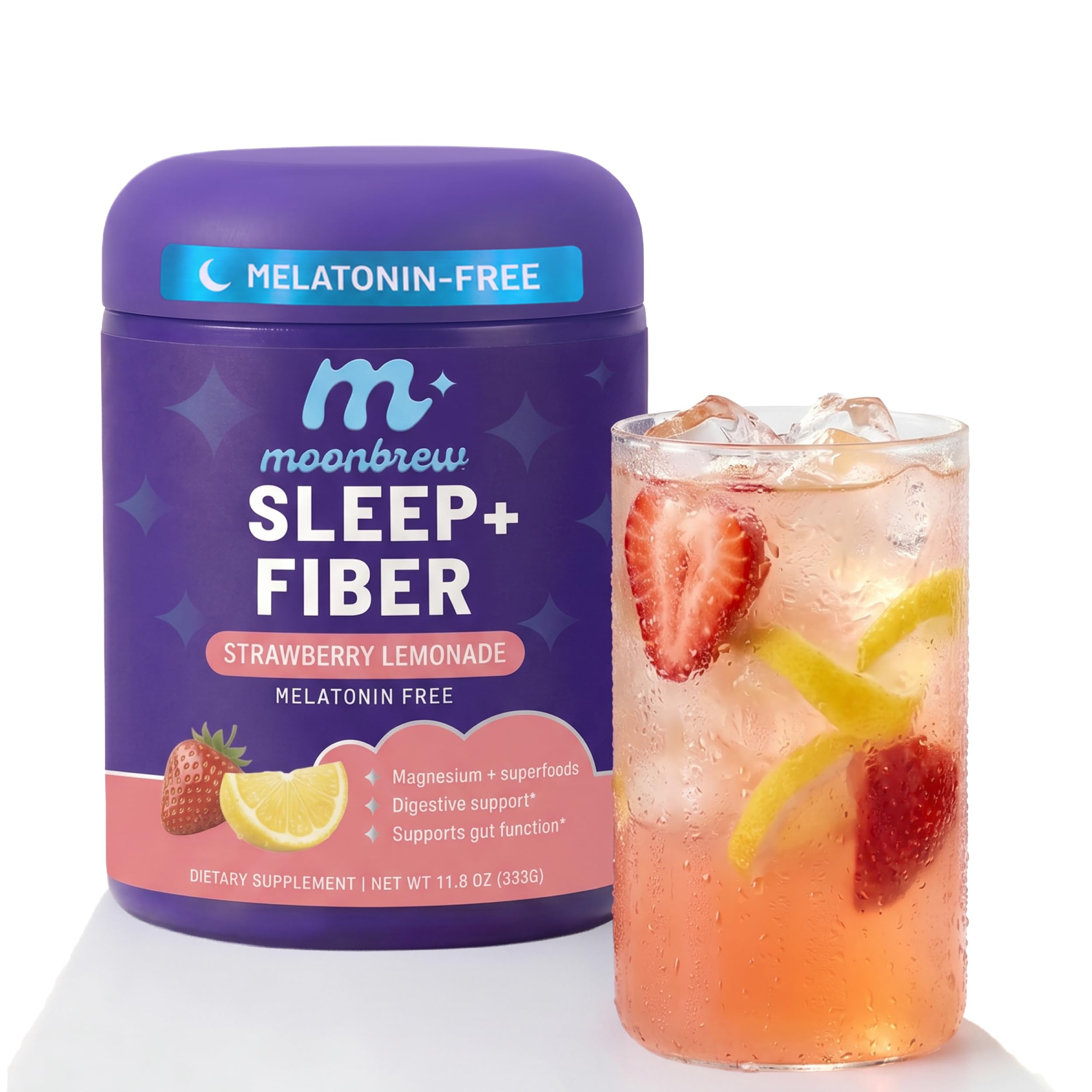 MoonBrew Strawberry Lemonade Sleep + Fiber Mix front view