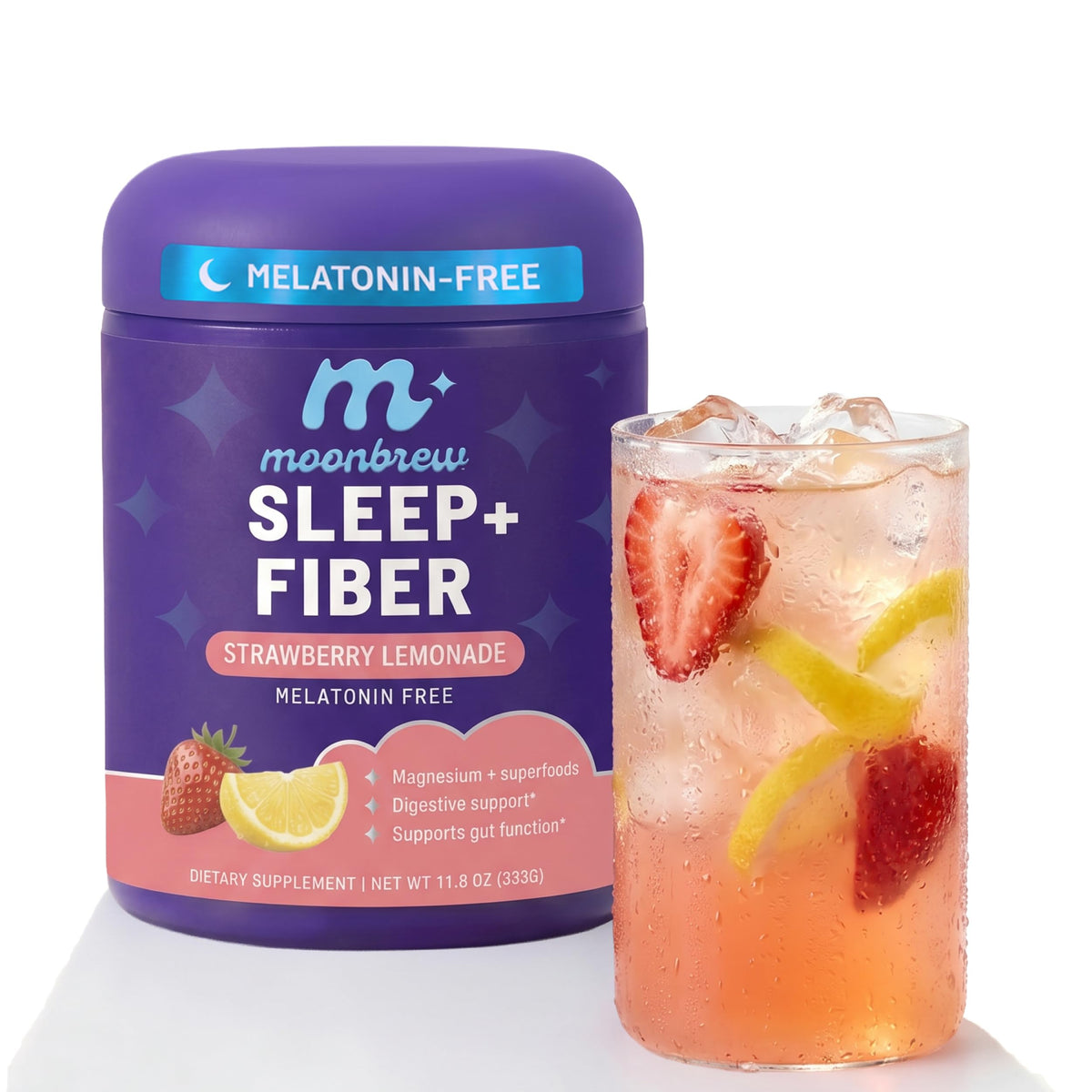 MoonBrew Strawberry Lemonade Sleep + Fiber Mix front view