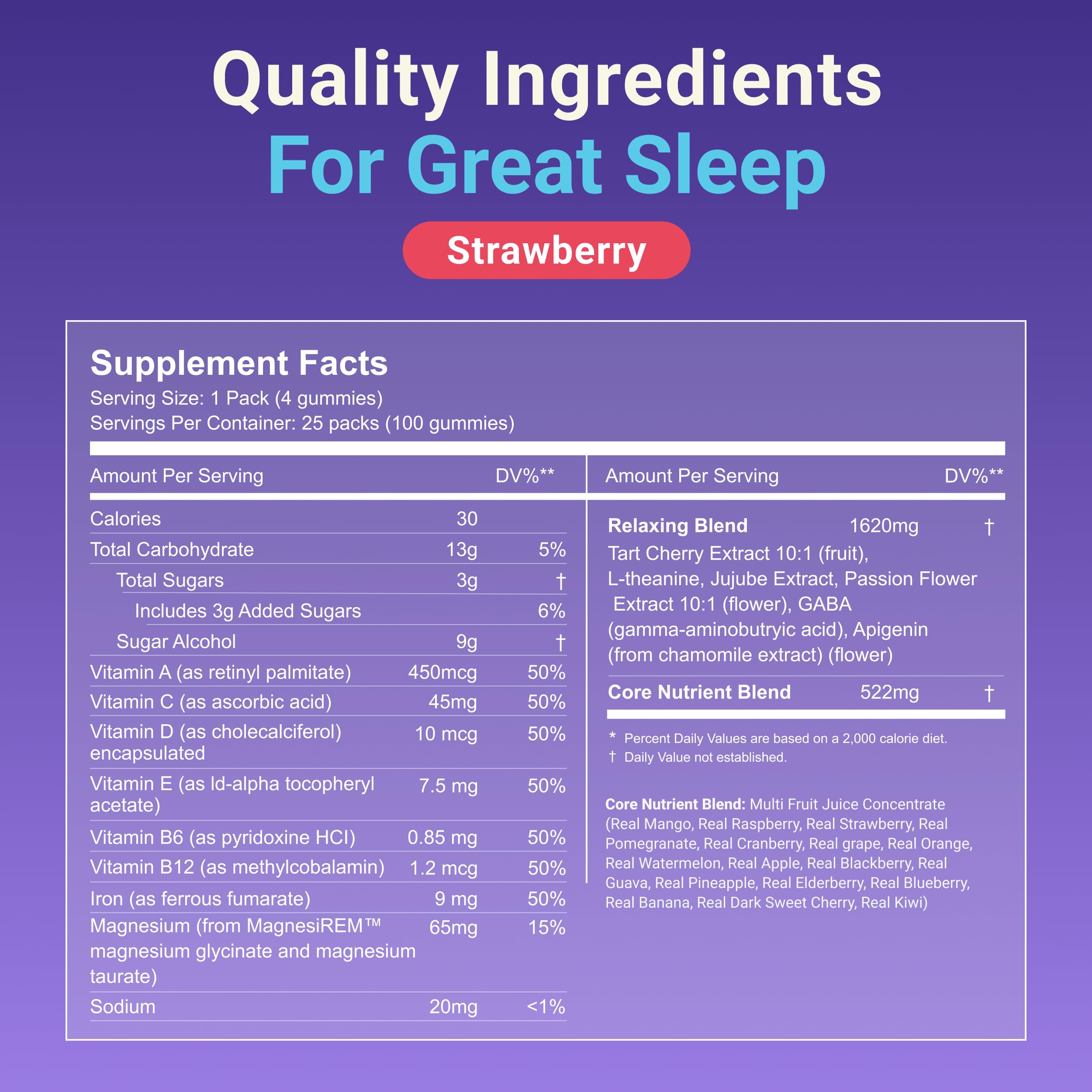 MoonBrew Strawberry Sleep Gummies packaging side view