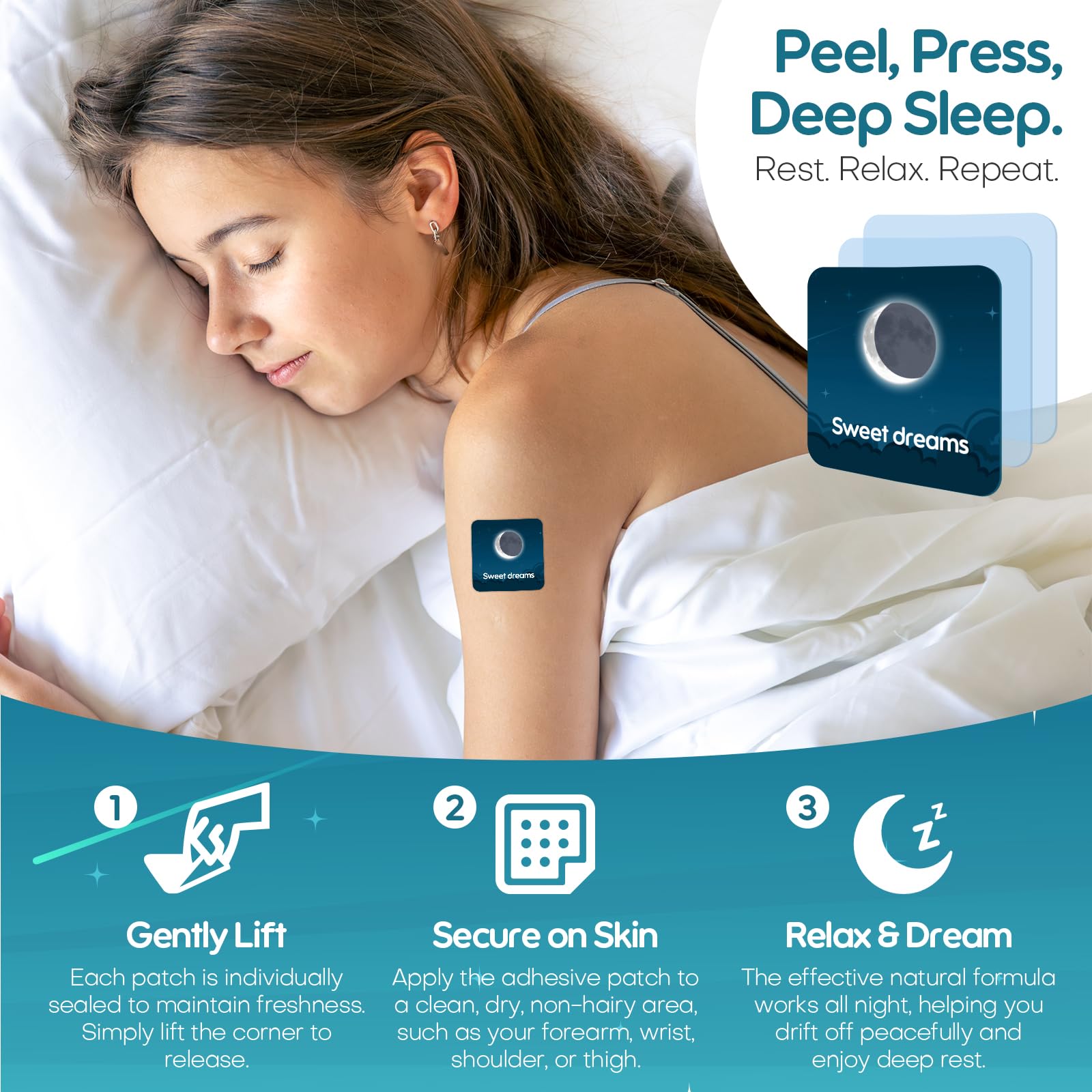 Moonrpheus Sleep Patches in use on skin