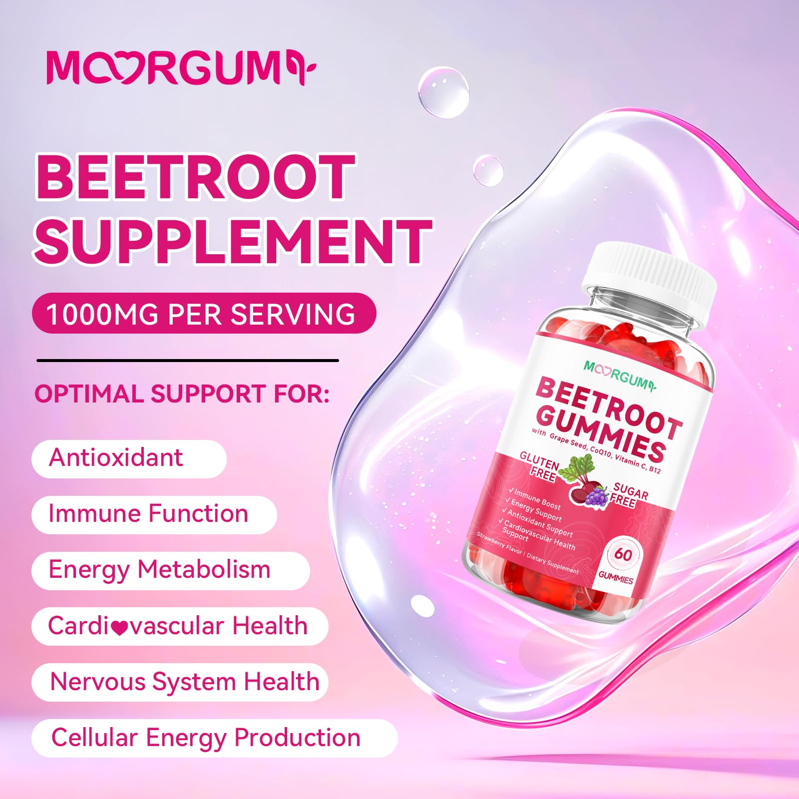 MOORGUMY Grape Seed Extract supplement back view with nutritional information