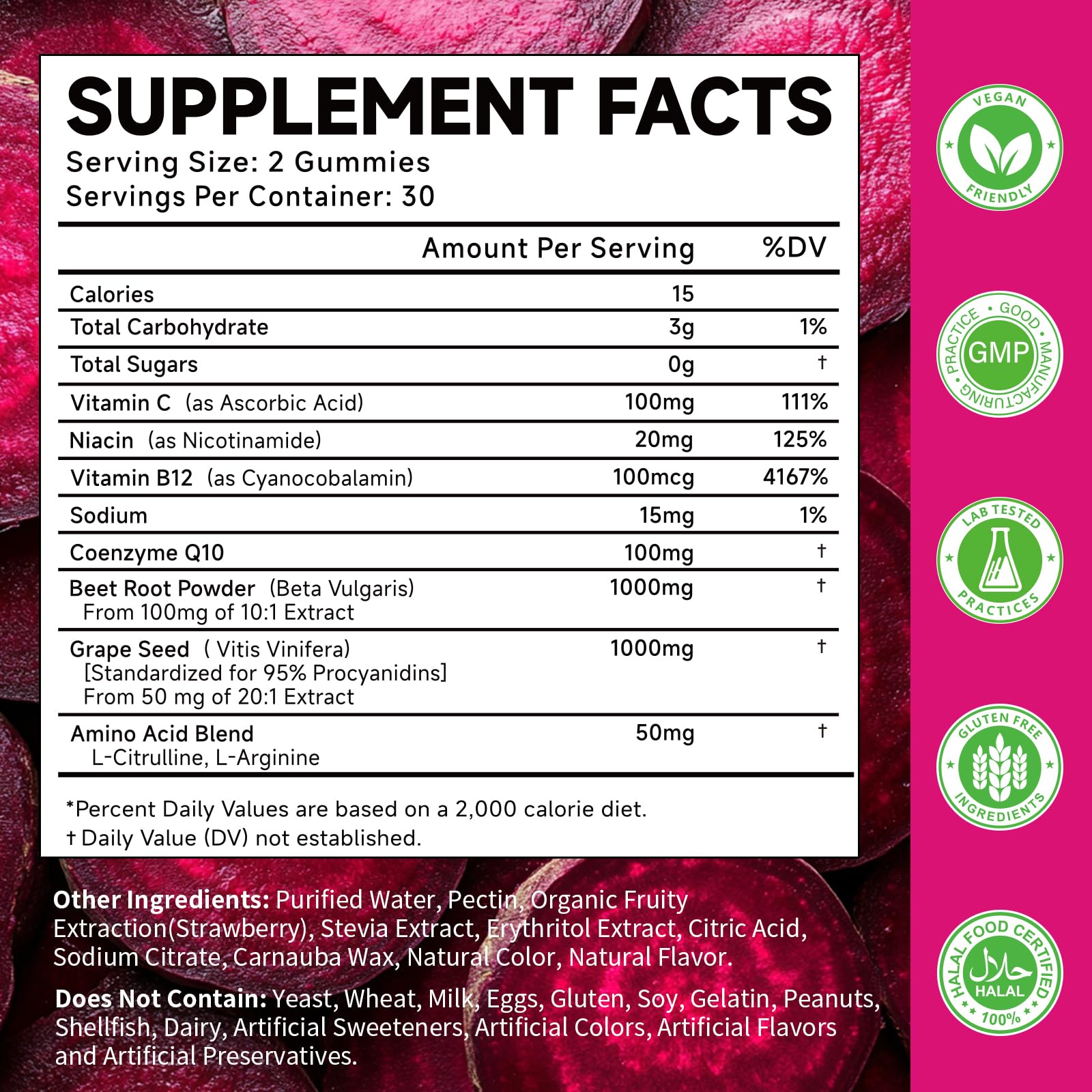 MOORGUMY Grape Seed Extract supplement side view showing ingredients