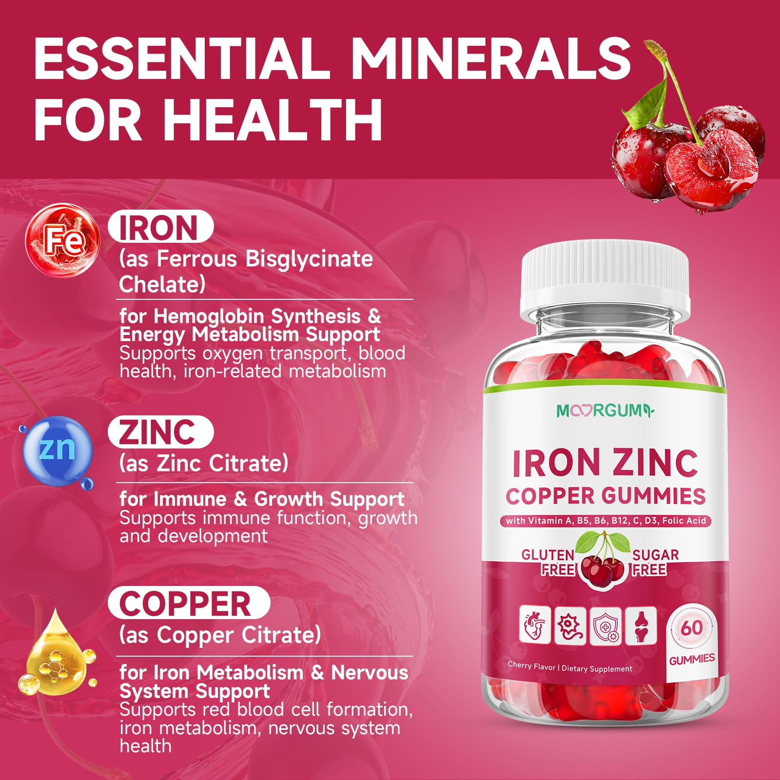 MOORGUMY Iron Supplement back view with ingredient list