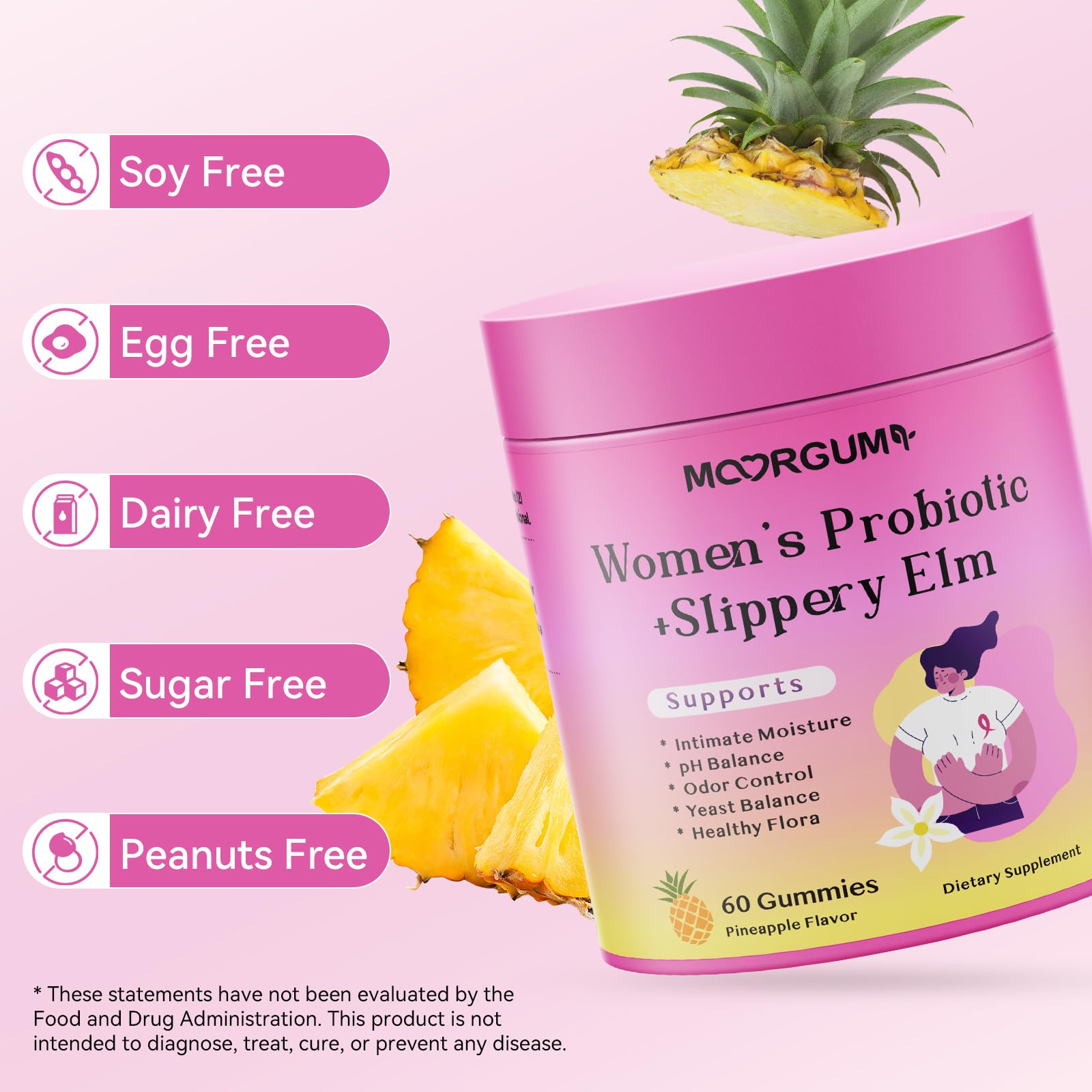MOORGUMY Probiotic Gummies with a measuring spoon for dosage